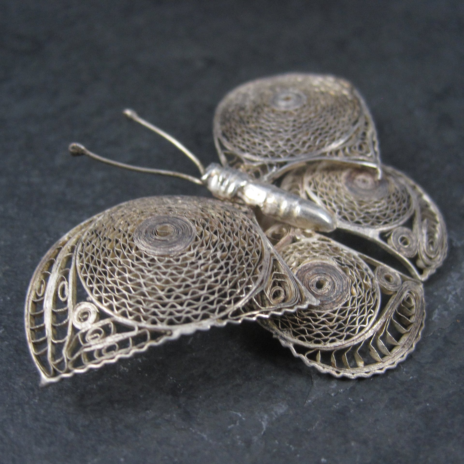 Estate Spun Sterling Butterfly Brooch