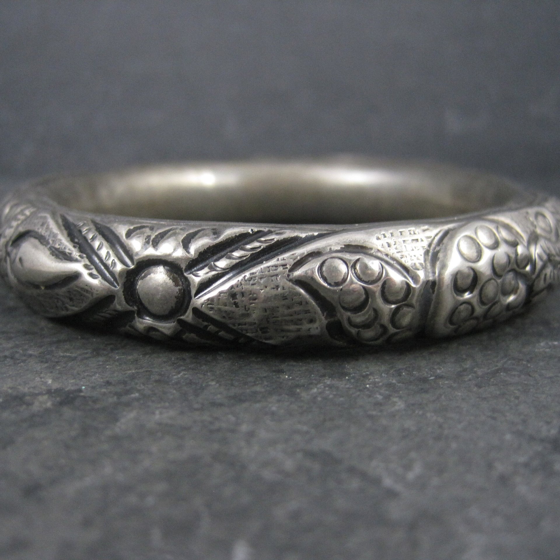 Lot of 3 Chunky Silver Plated Tribal Bangle Bracelets