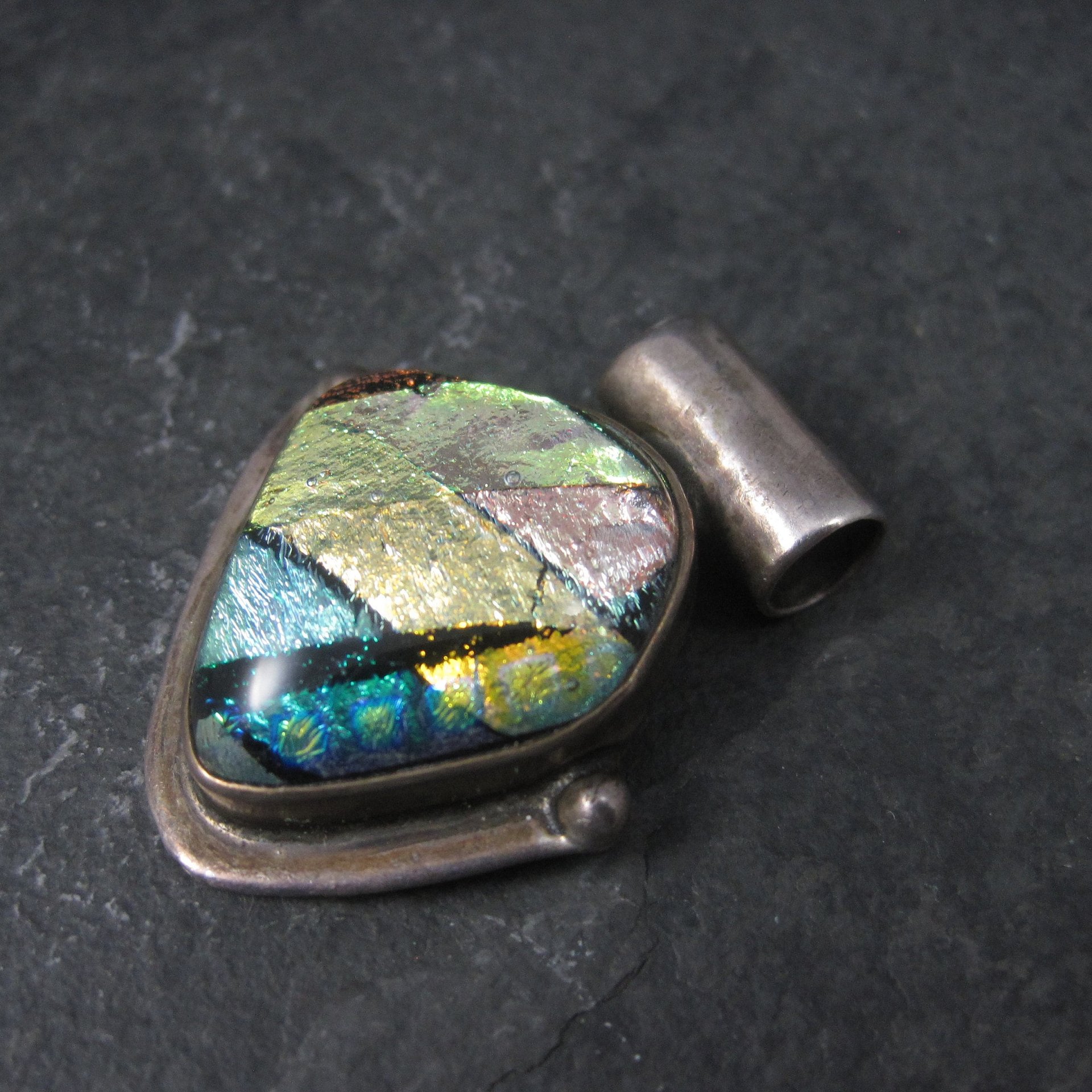 Vintage Sterling Dichroic Glass Pendant