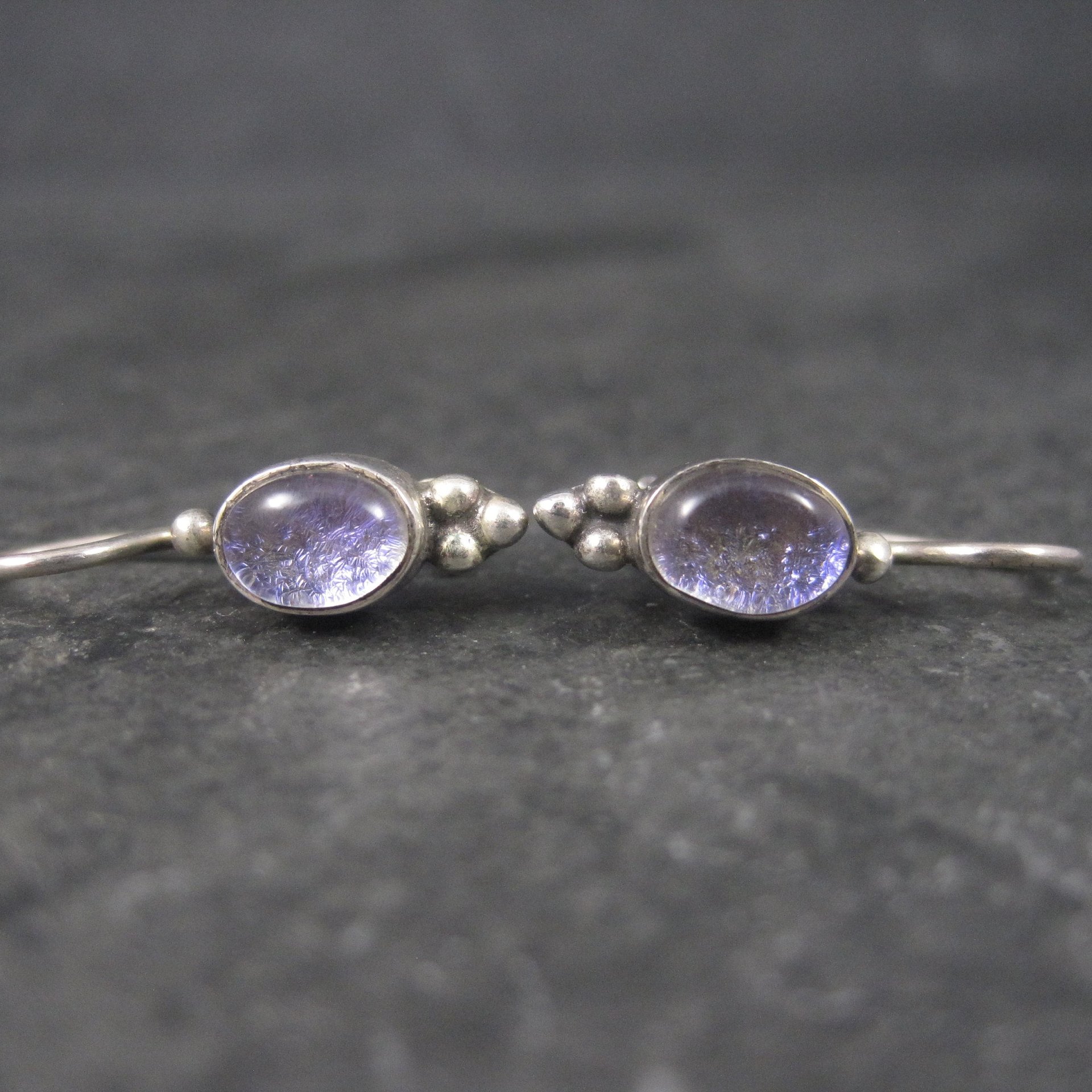 Vintage Sterling Purple Dichroic Glass Earrings Latch Back