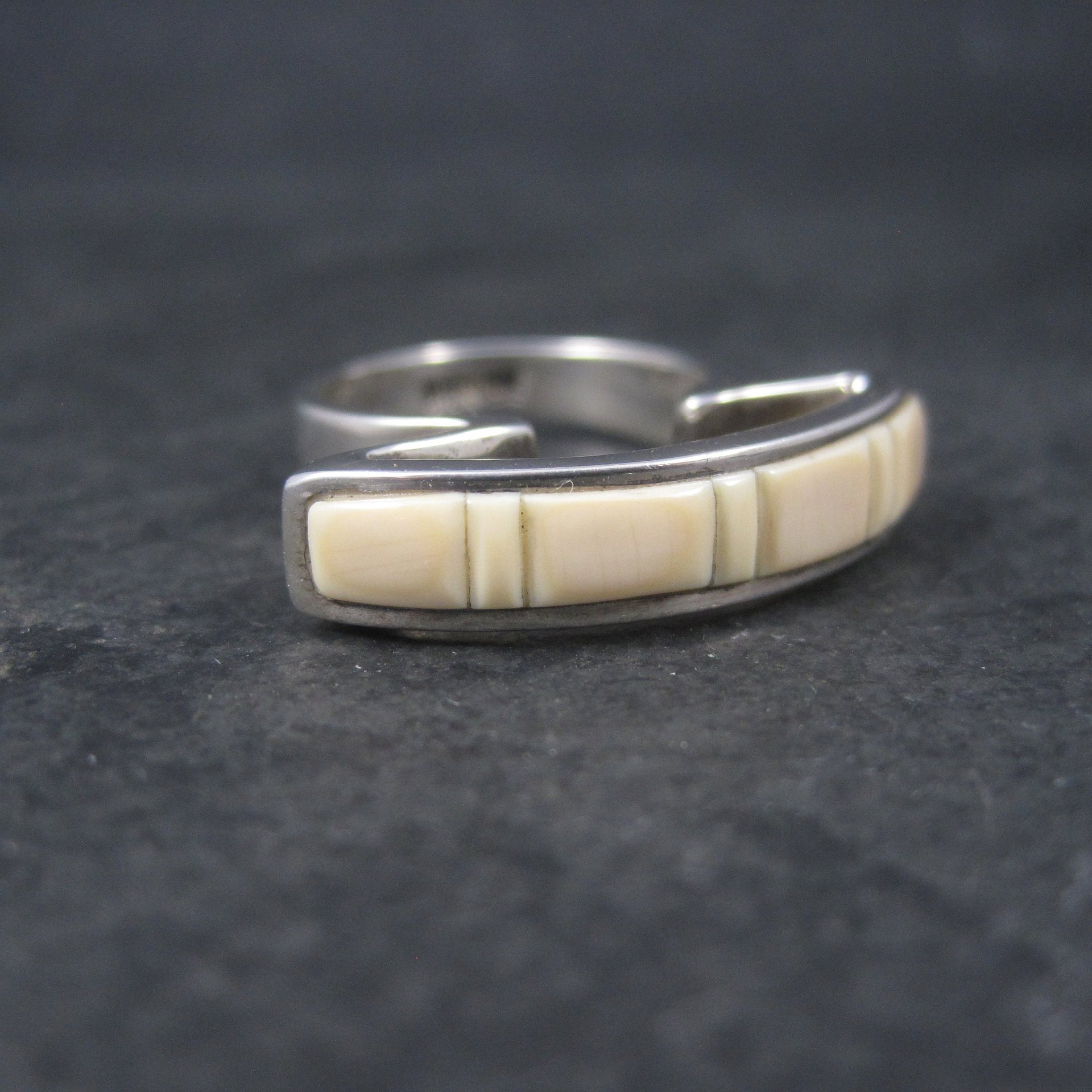 Unique Southwestern Sterling Angel Skin Coral Inlay Ring Size 6