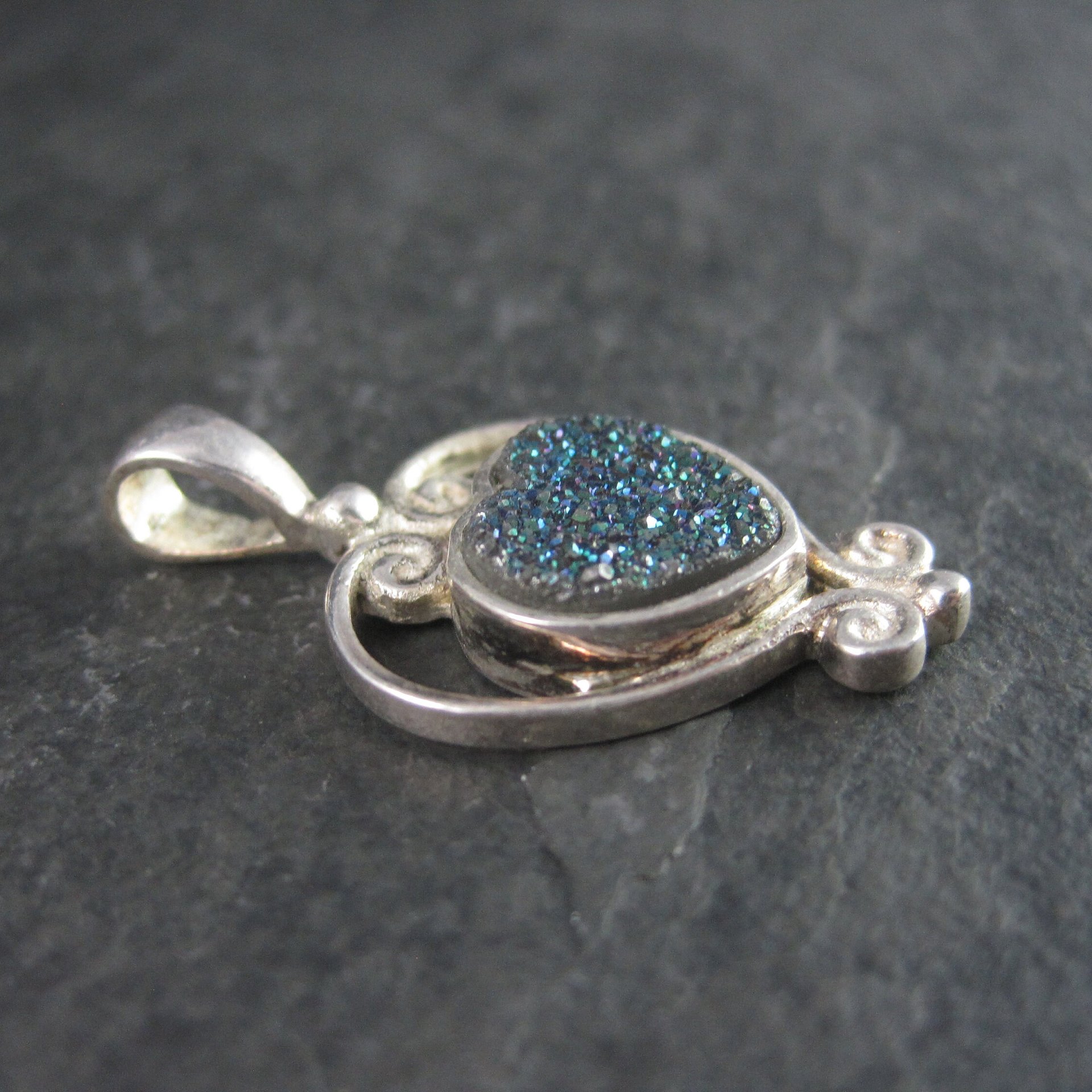 Vintage Sterling Druzy Heart Pendant Sajen