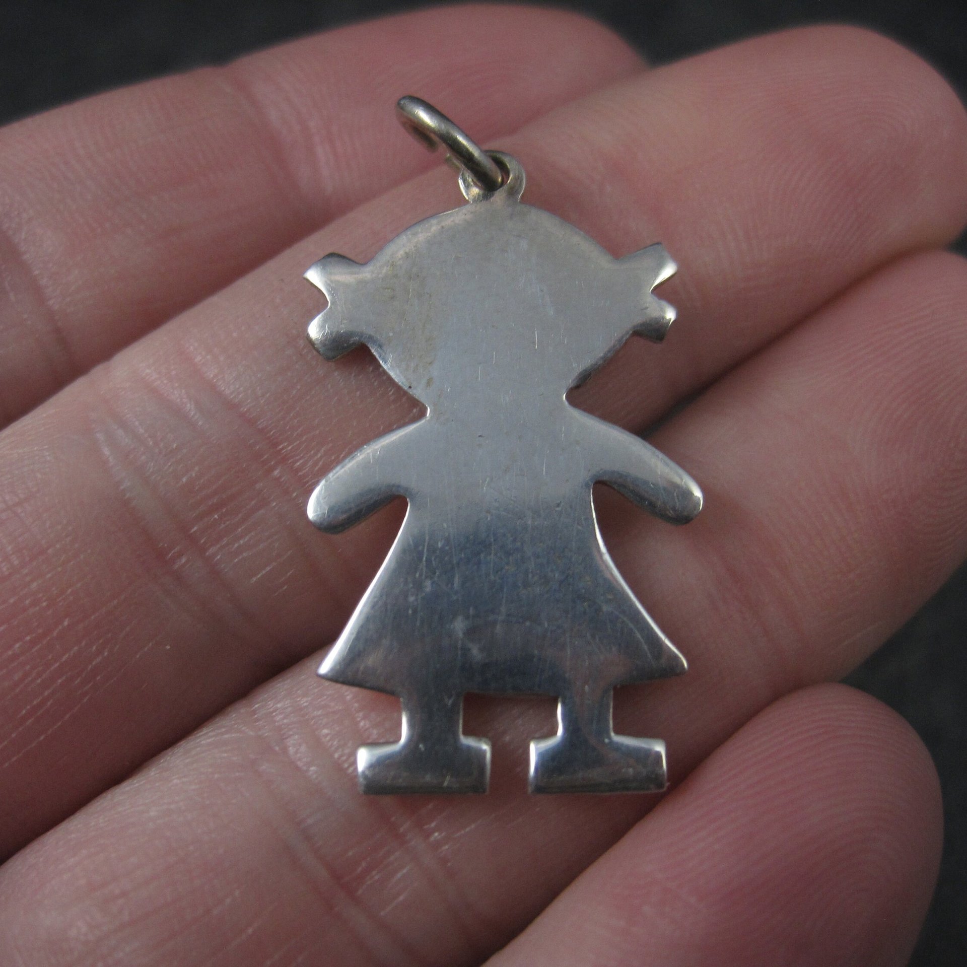 Vintage Sterling Little Girl Child Pendant Mother Grandmother Gift