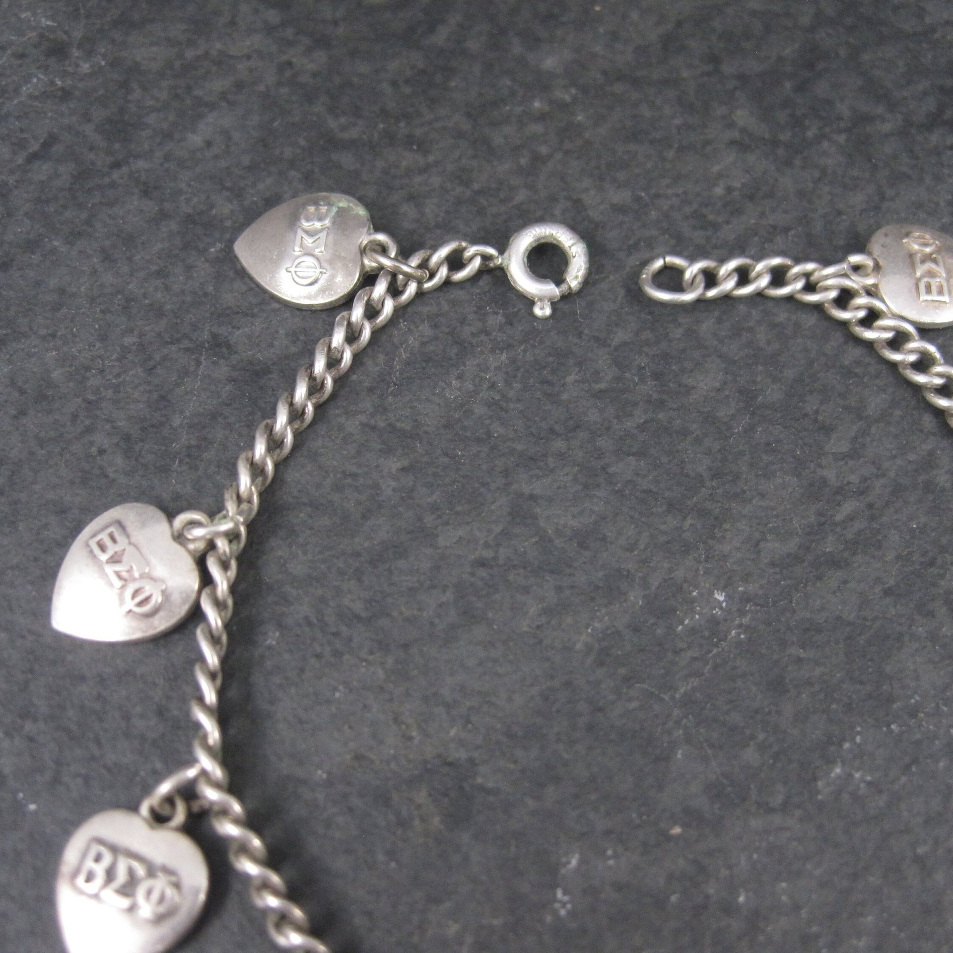 Vintage Sterling Beta Sigma Phi Charm Bracelet 1951-1958