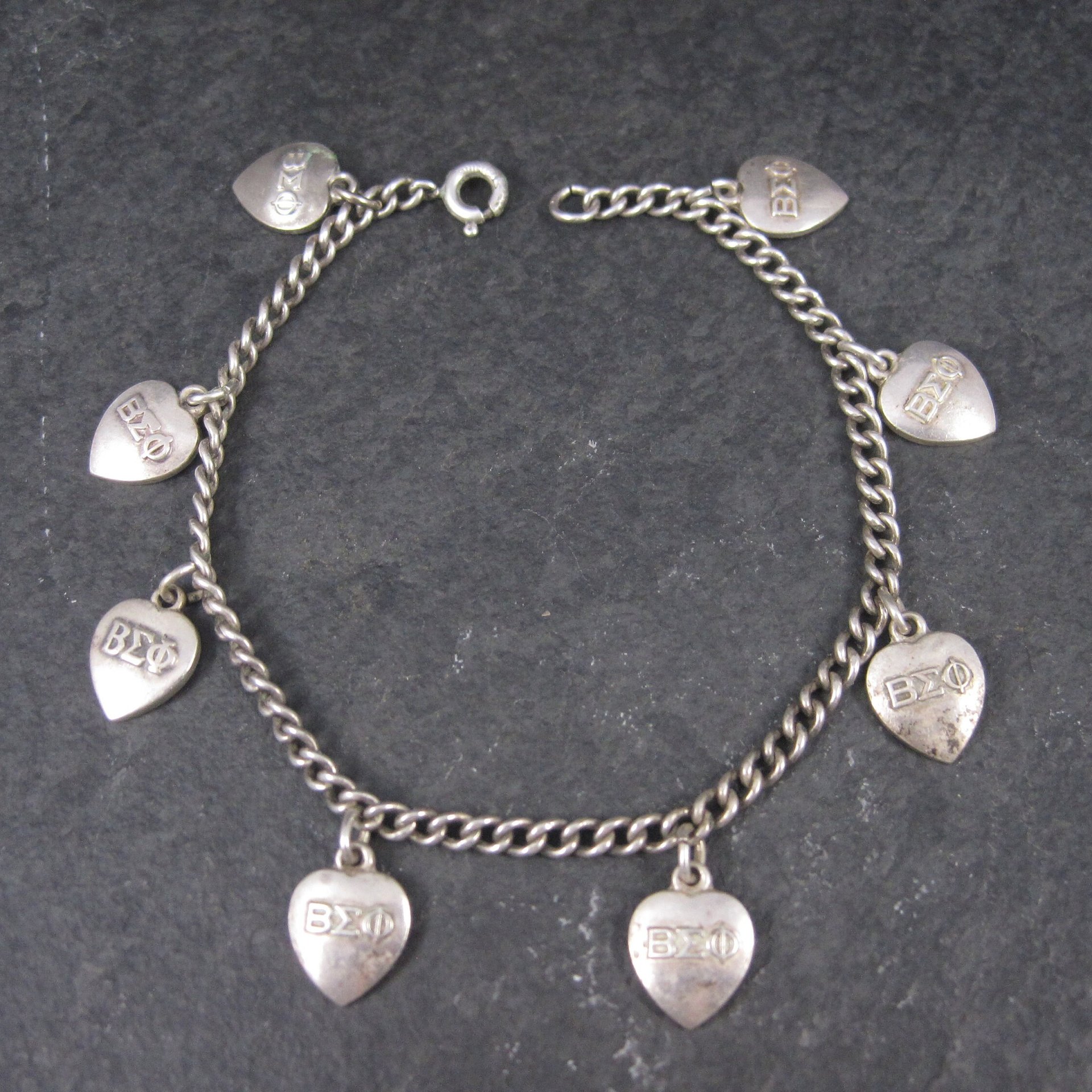 Vintage Sterling Beta Sigma Phi Charm Bracelet 1951-1958
