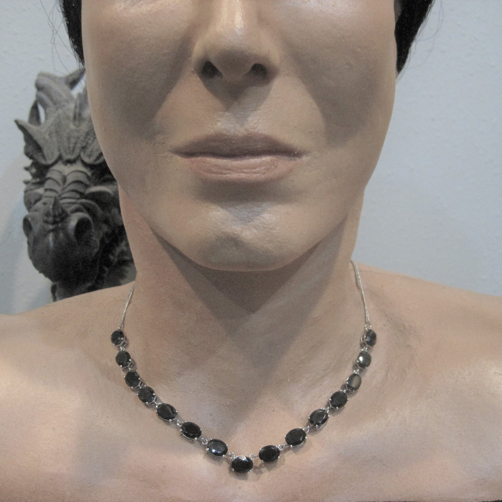 Vintage Sterling Black Onyx Necklace 18 Inches