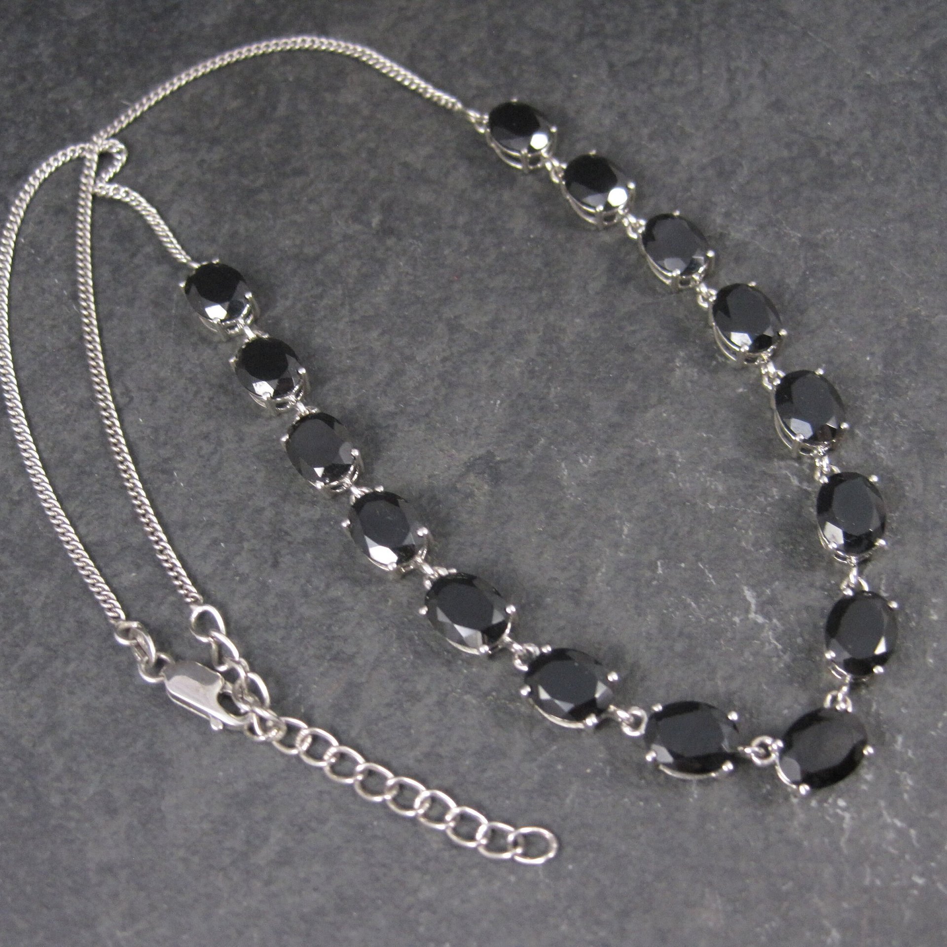 Vintage Sterling Black Onyx Necklace 18 Inches