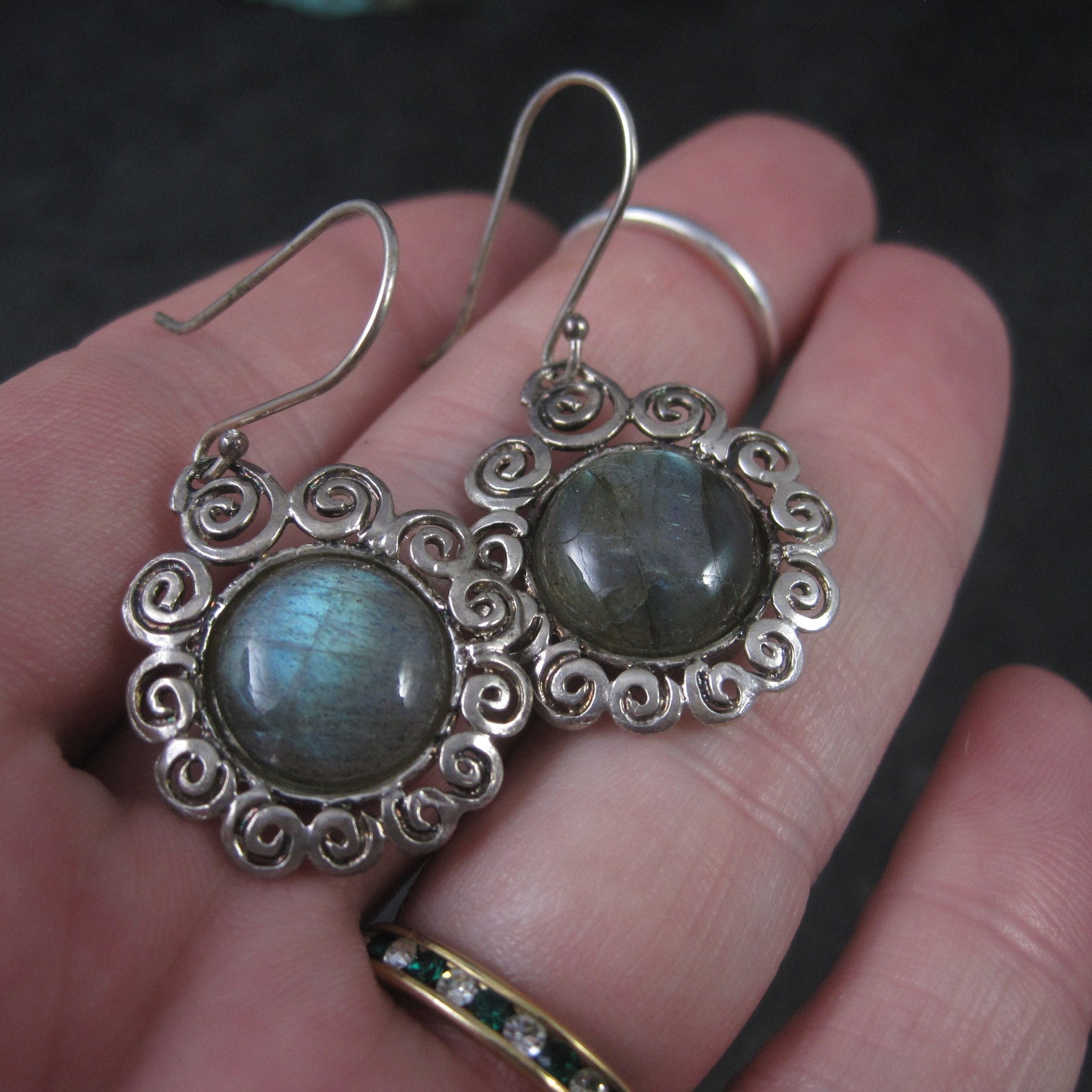 Vintage Sterling Labradorite Earrings