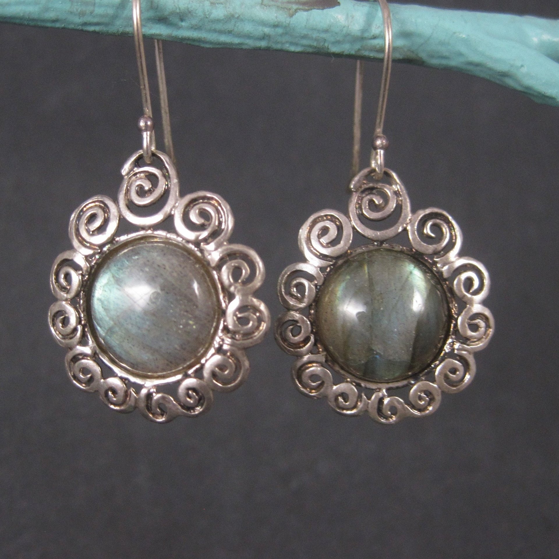 Vintage Sterling Labradorite Earrings