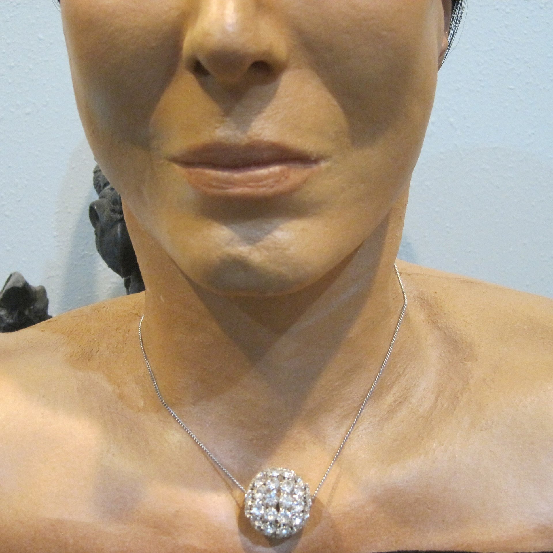 Large Vintage Rhinestone Disco Ball Bead Pendant Necklace