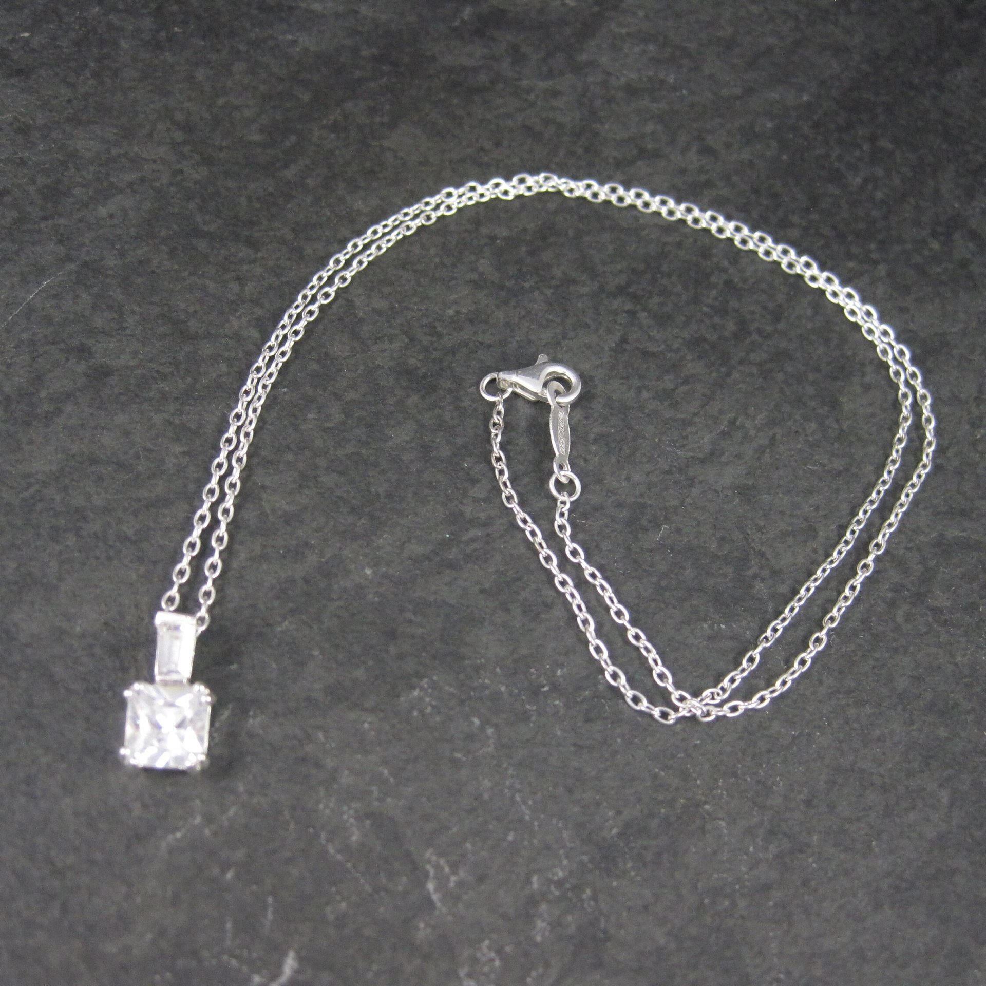 Dainty Vintage Sterling Cubic Zirconia Pendant Necklace