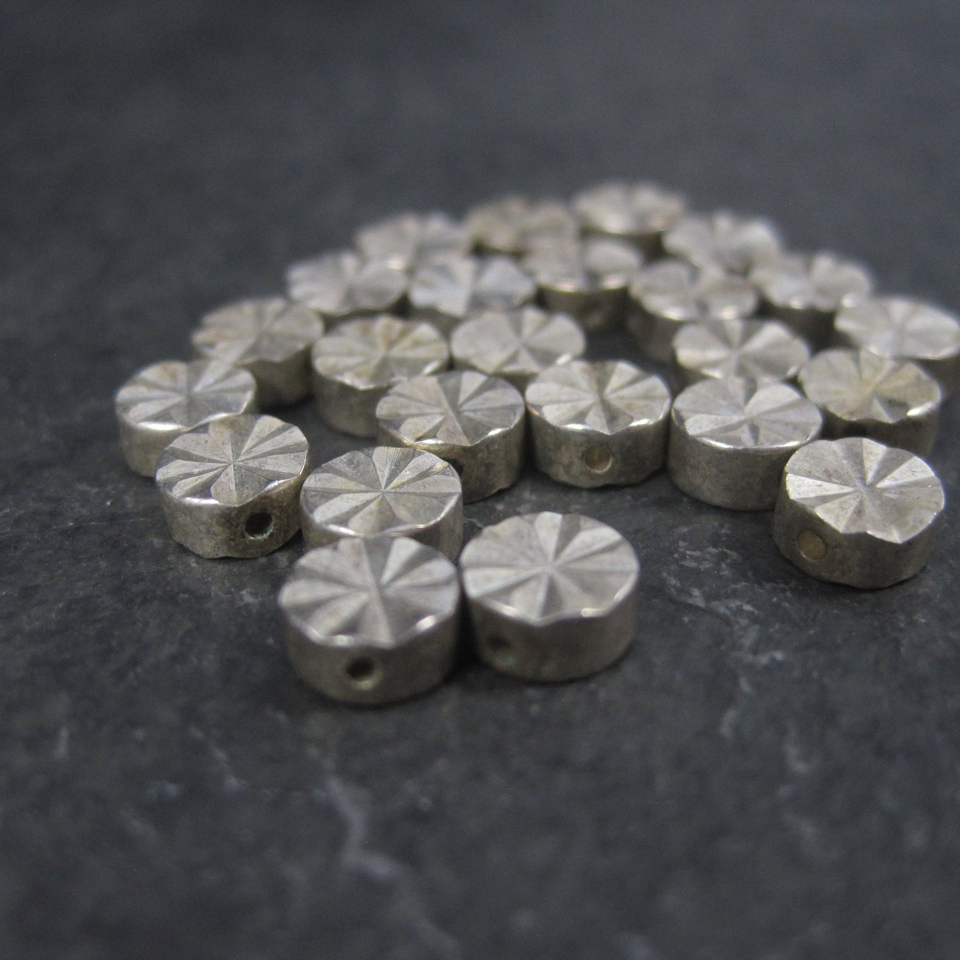 Destash Lot of 6mm Silver Plated Diamond Cut Disk Beads
