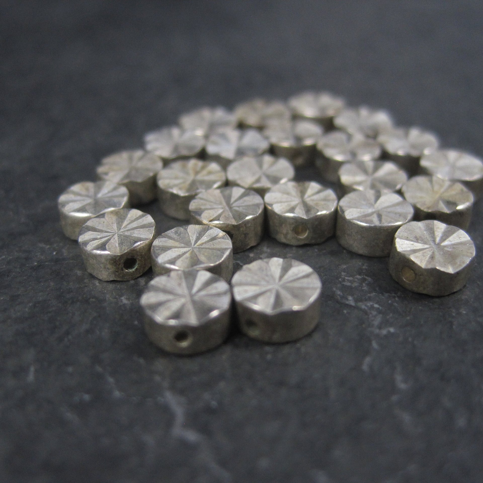 Destash Lot of 6mm Silver Plated Diamond Cut Disk Beads