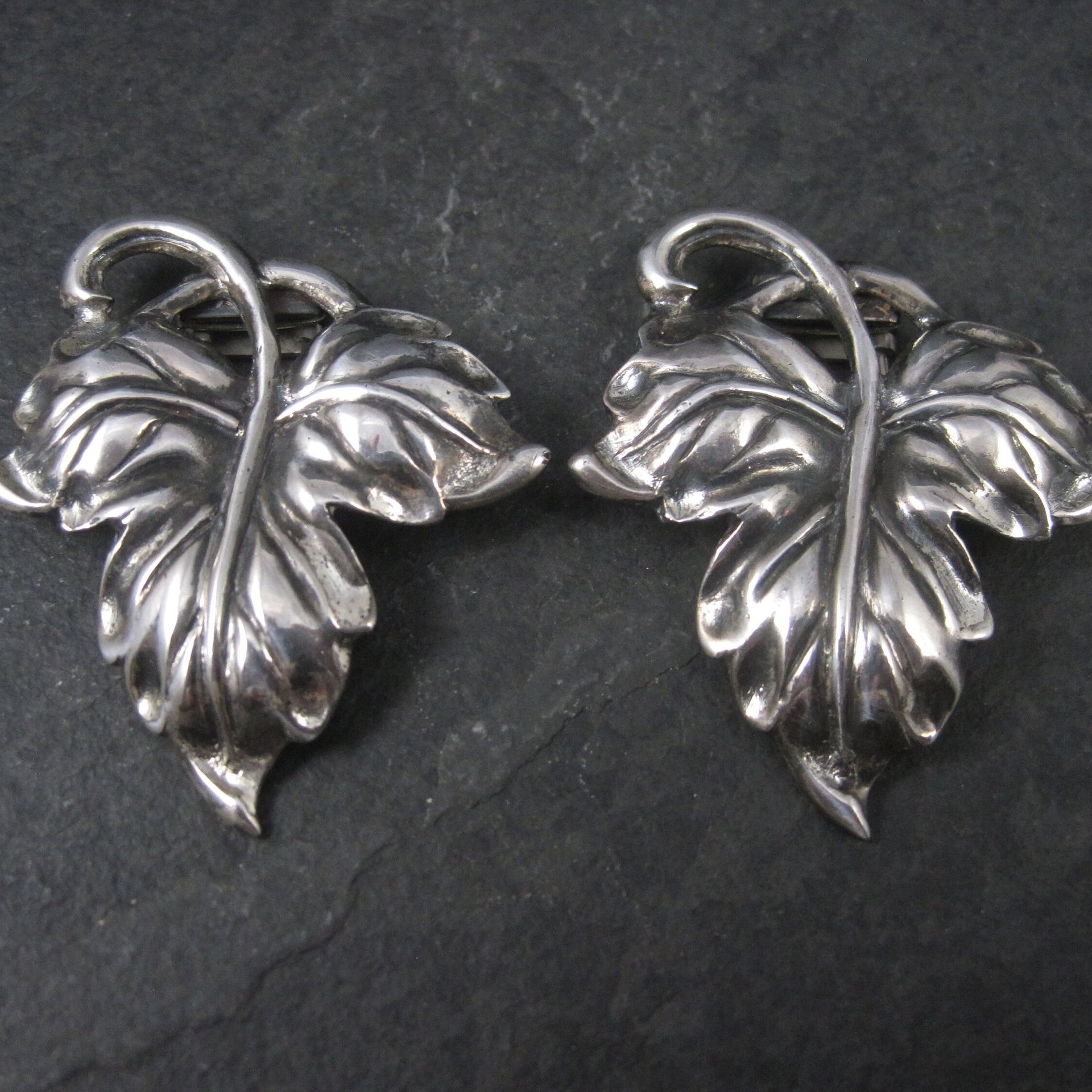 Vintage Sterling Leaf Fur Clips by Danecraft