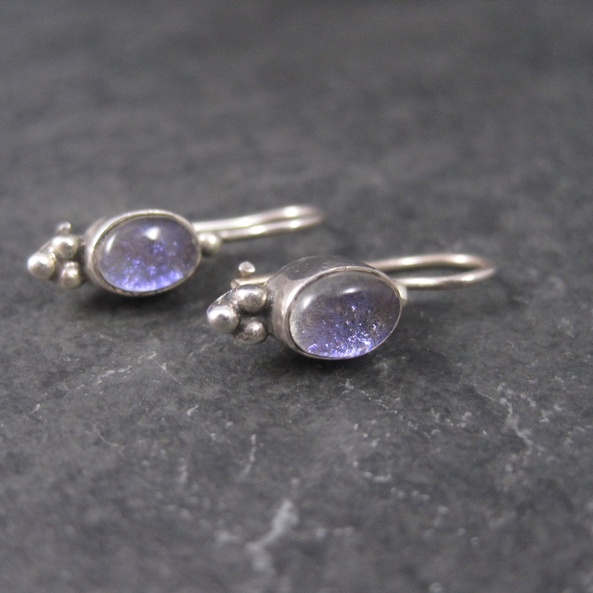 Vintage Sterling Purple Dichroic Glass Earrings Latch Back