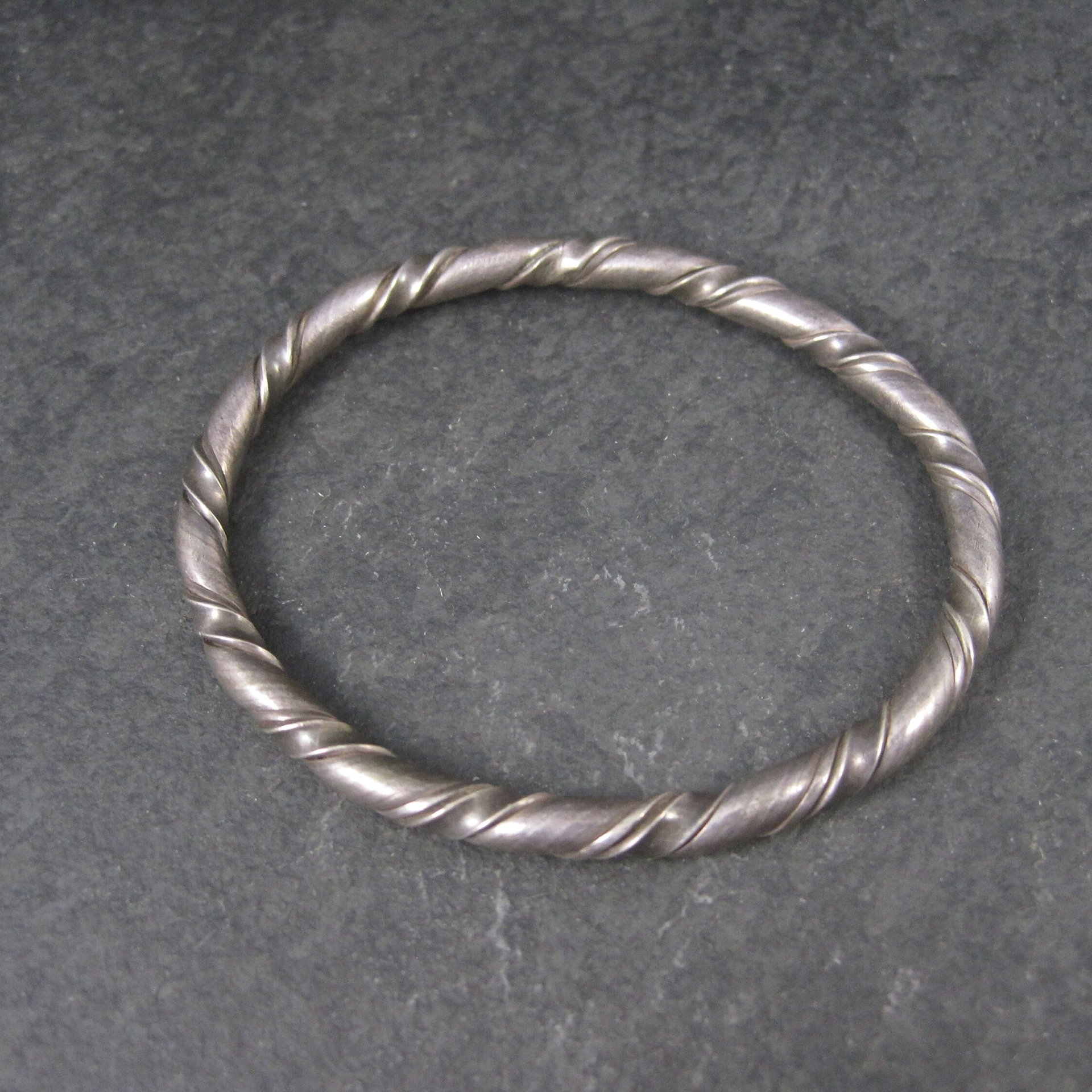 Vintage Sterling Twisted Bangle Bracelet 6.5 Inches