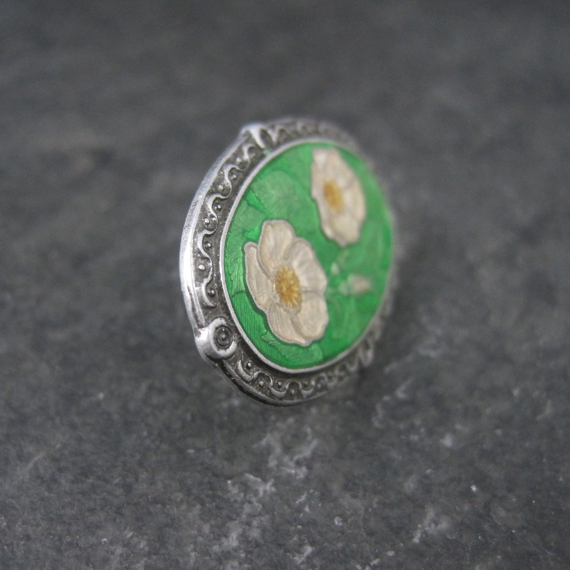 Vintage Enamel Floral Lapel Pin J&W Canada