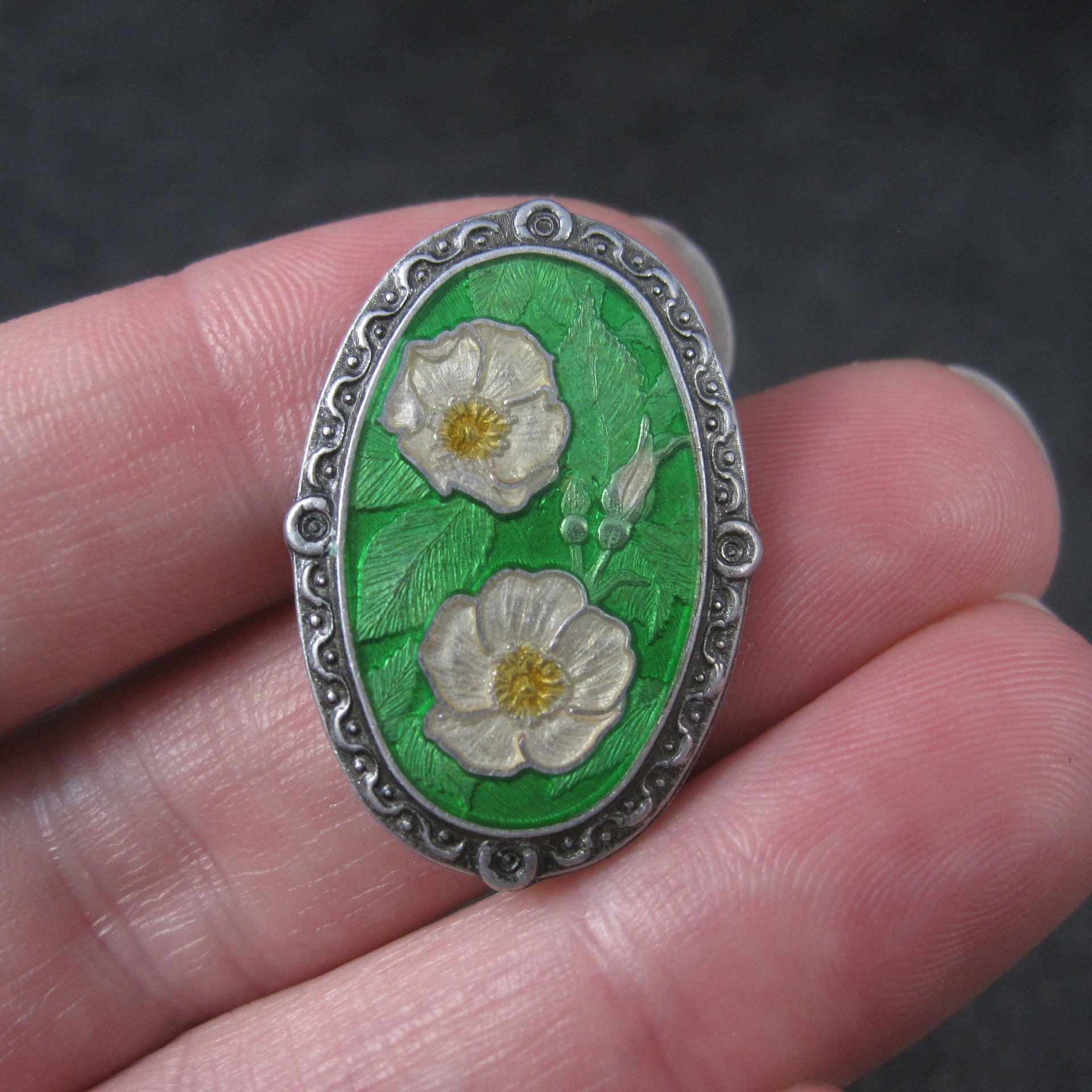 Vintage Enamel Floral Lapel Pin J&W Canada