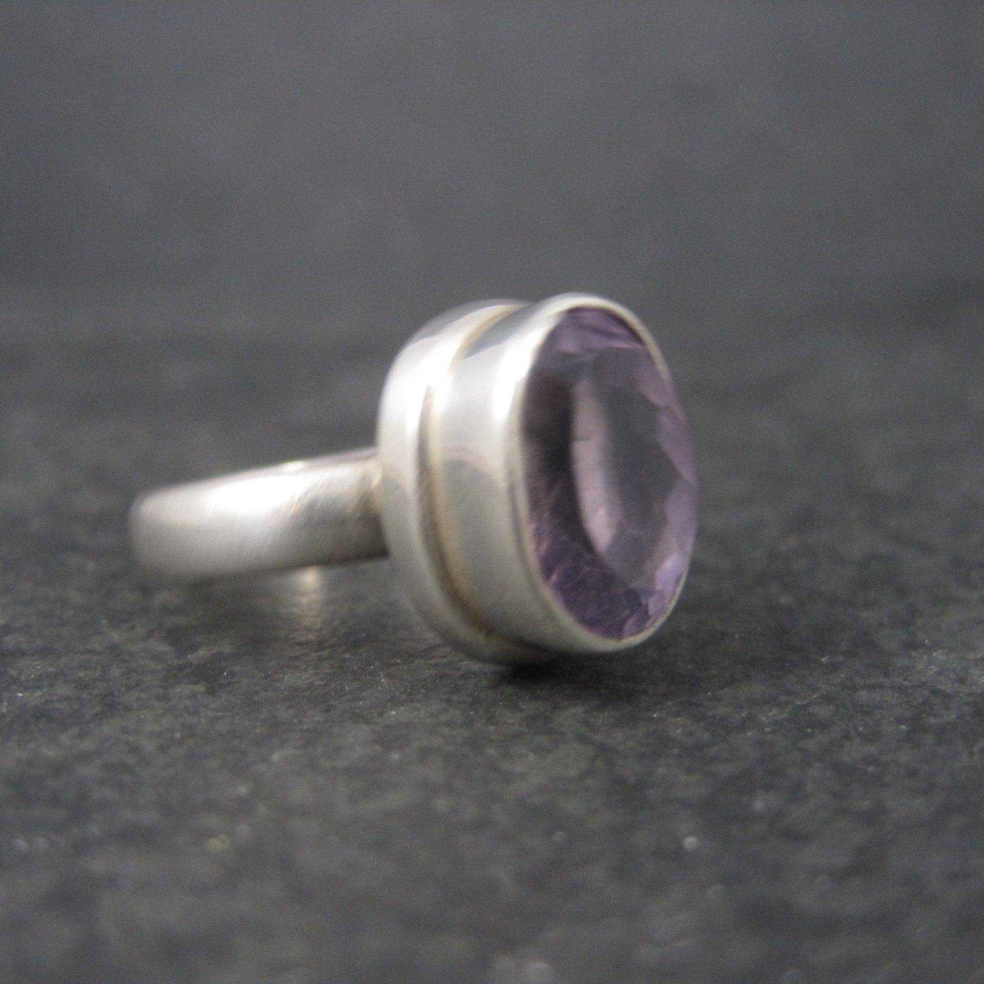 Estate Sterling Amethyst Ring Size 7.75