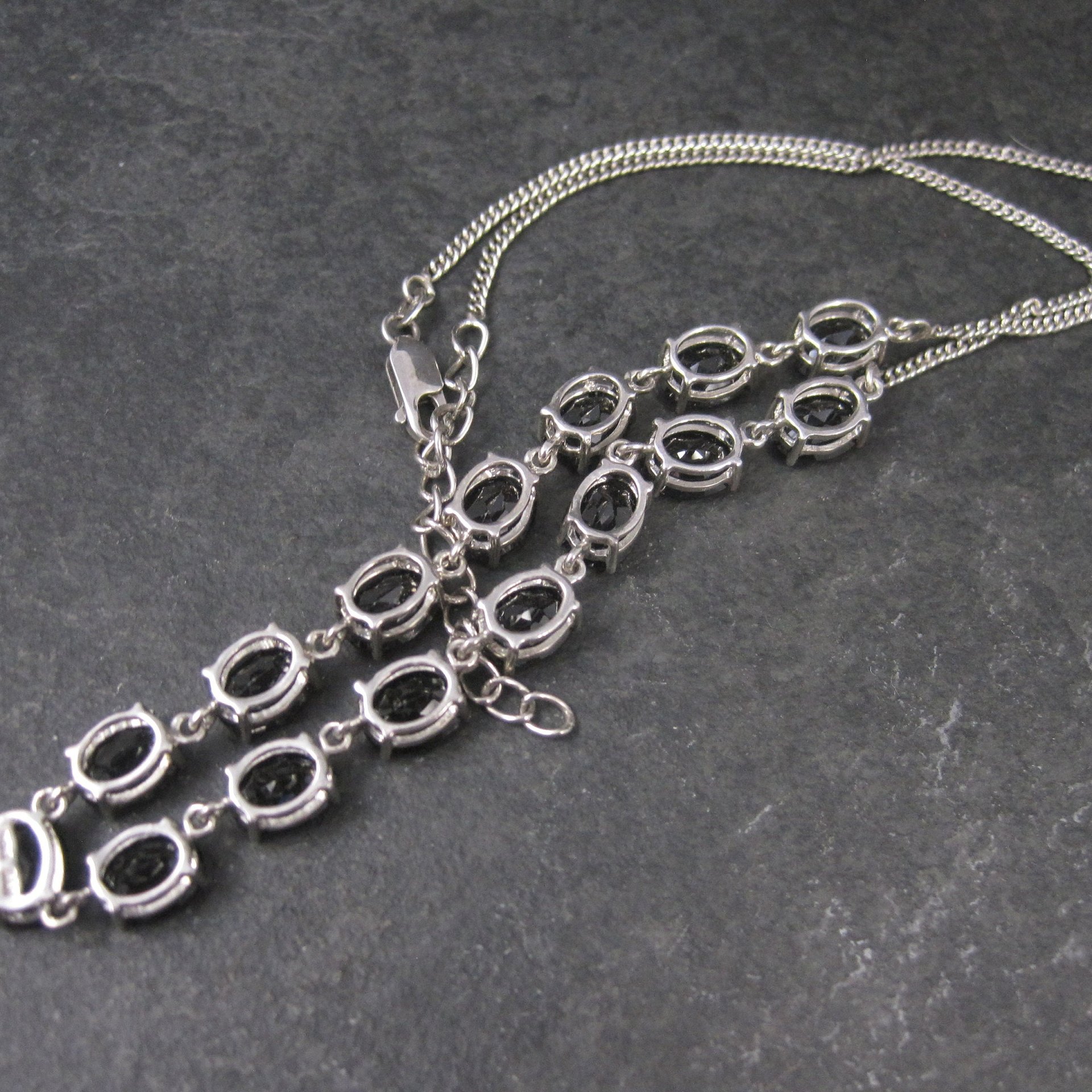Vintage Sterling Black Onyx Necklace 18 Inches