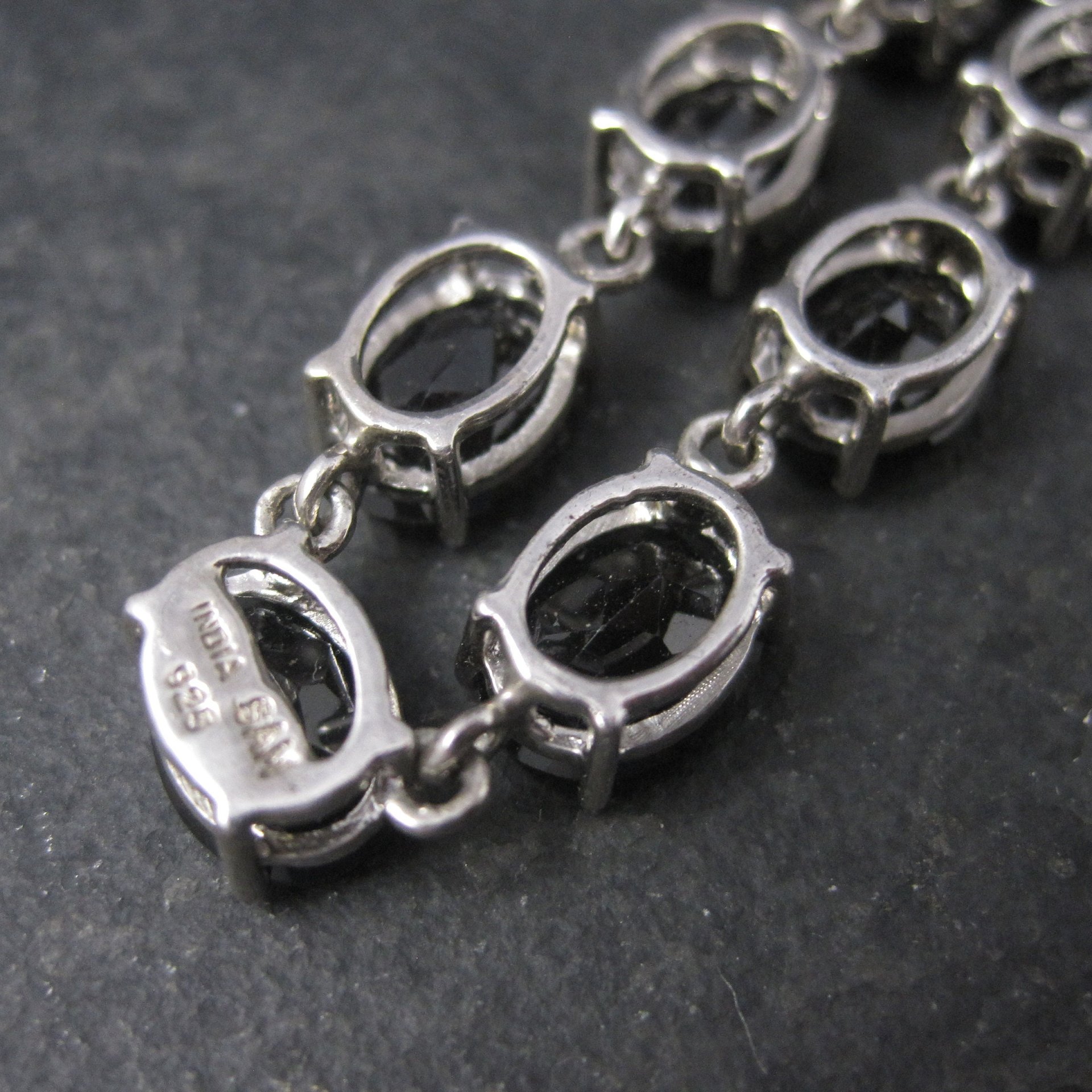 Vintage Sterling Black Onyx Necklace 18 Inches