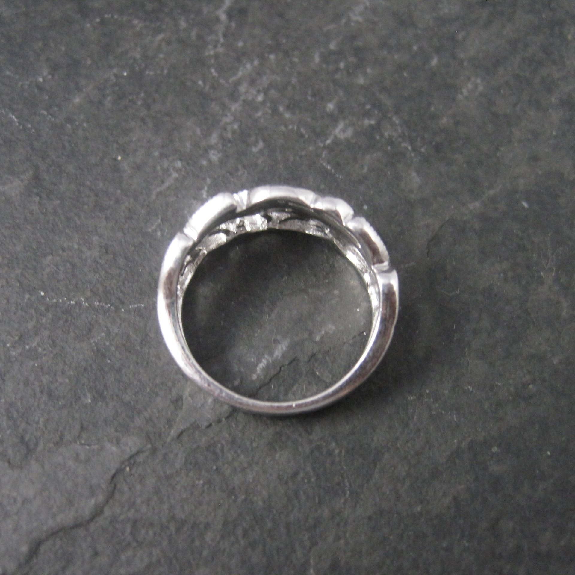 Vintage Sterling Diamond Leaf Ring Size 7