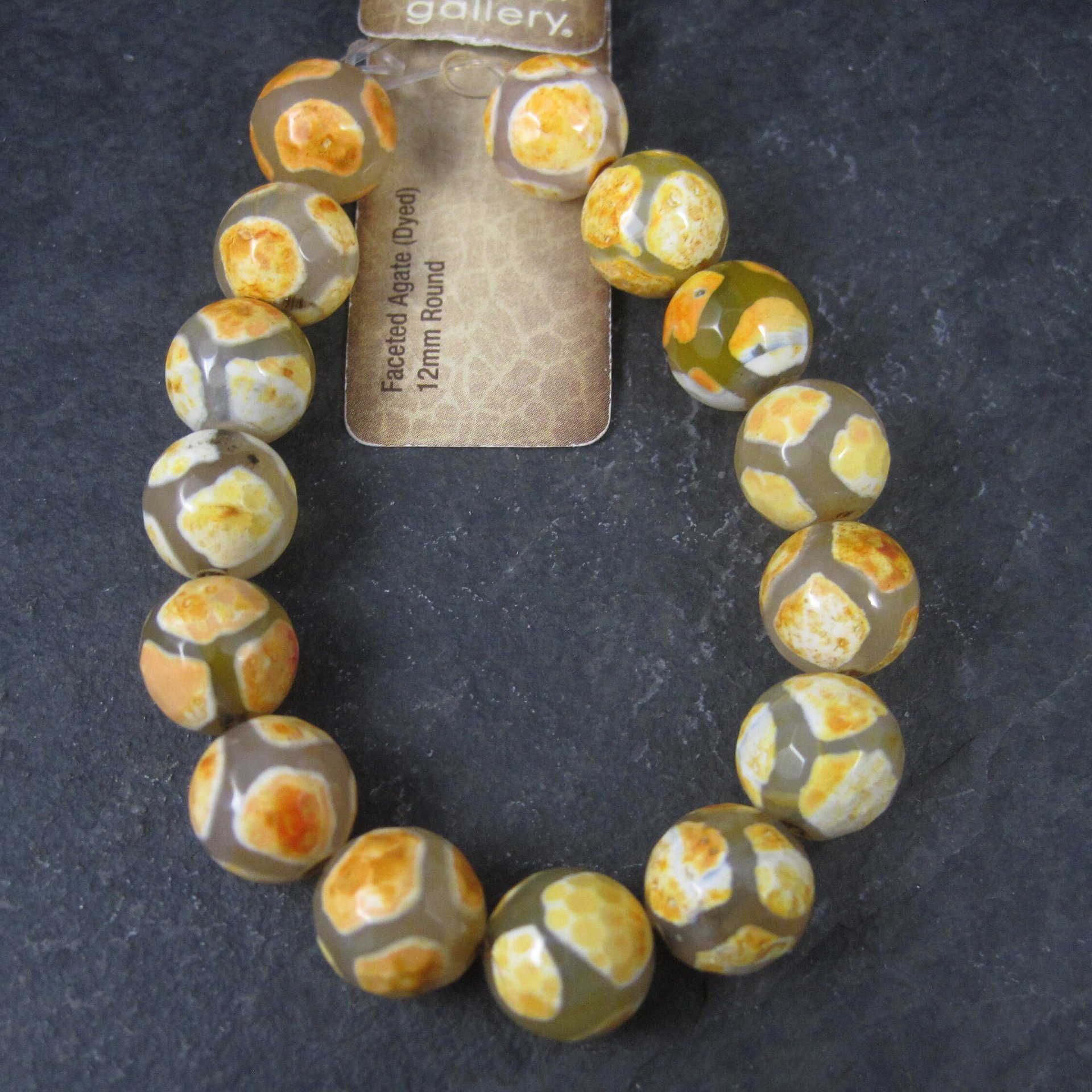 Orange Faceted Agate 12mm Bead Strand