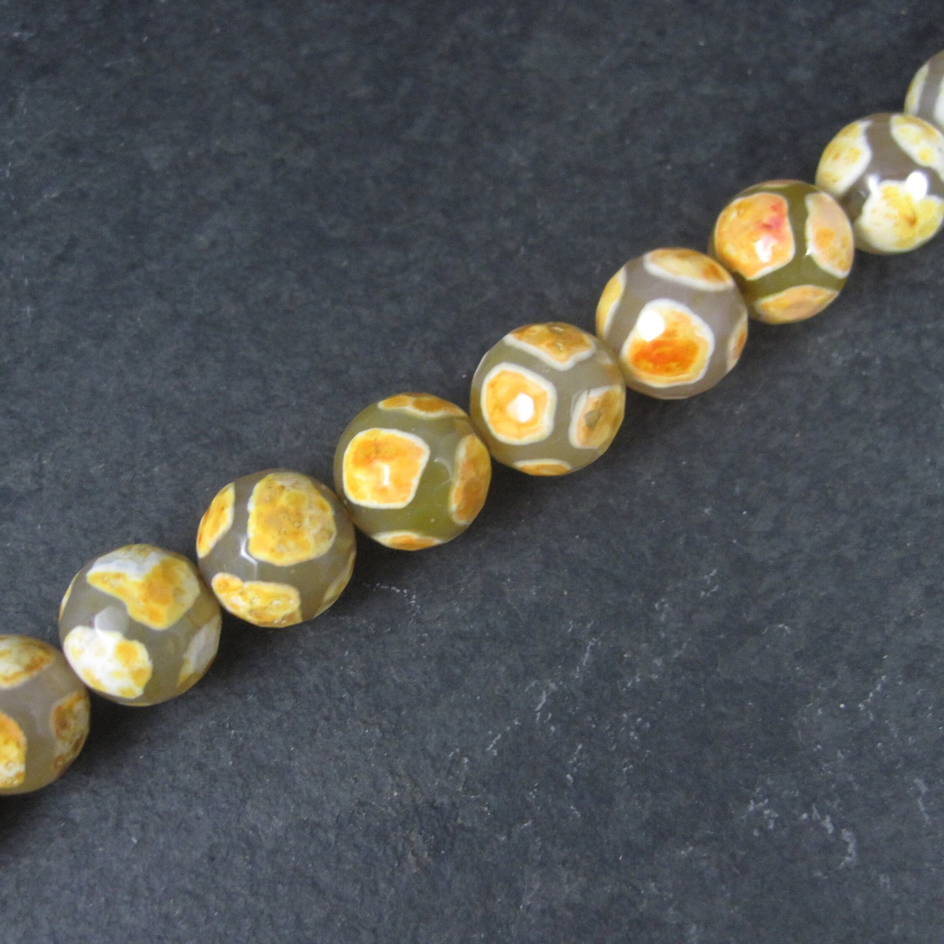 Orange Faceted Agate 12mm Bead Strand