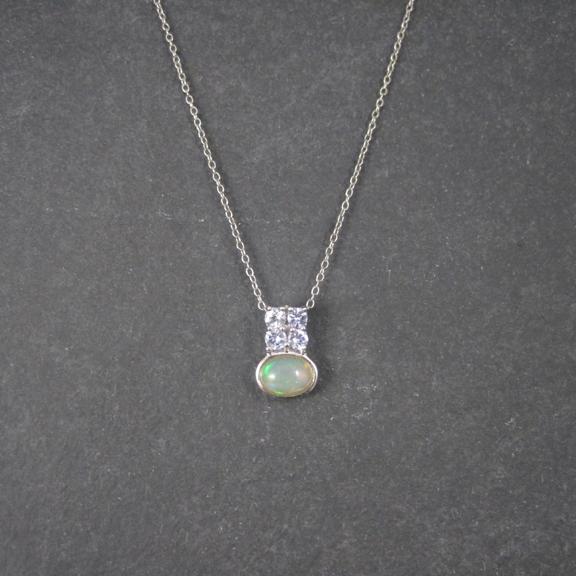 Vintage Sterling Opal Tanzanite Pendant Necklace