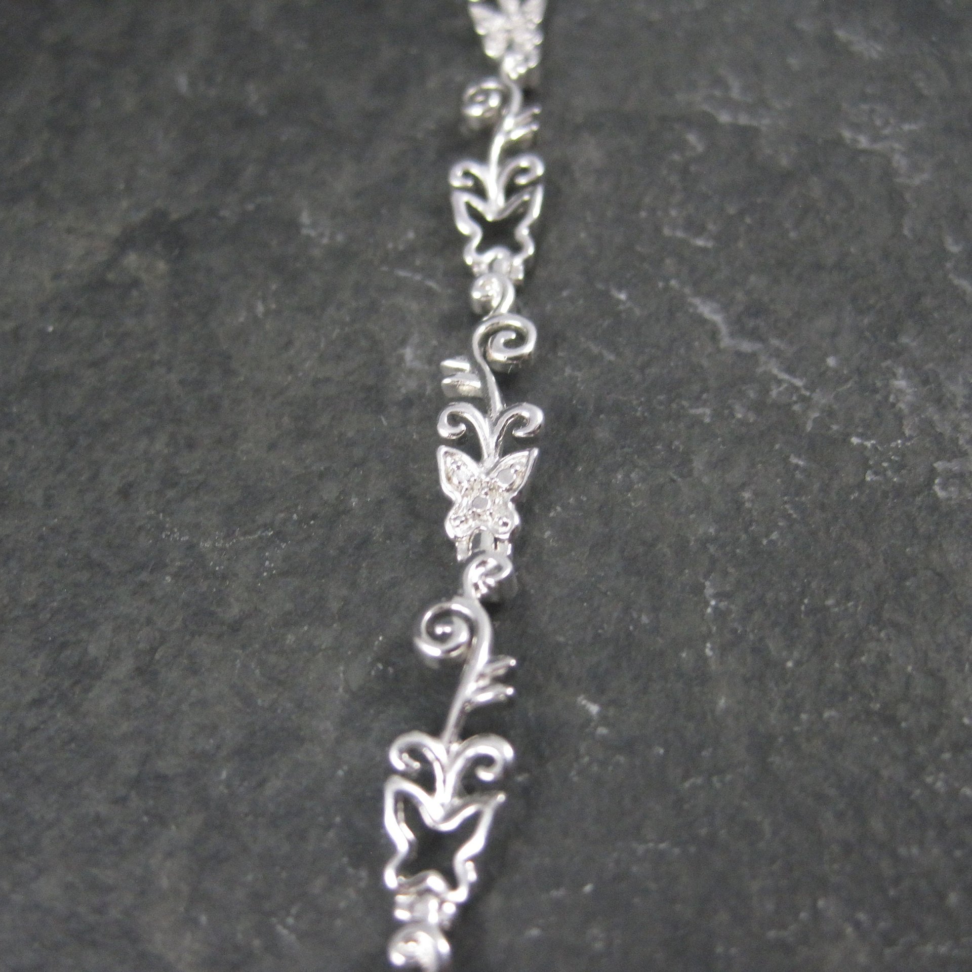 Dainty 90s Sterling Diamond Illusion Butterfly Bracelet