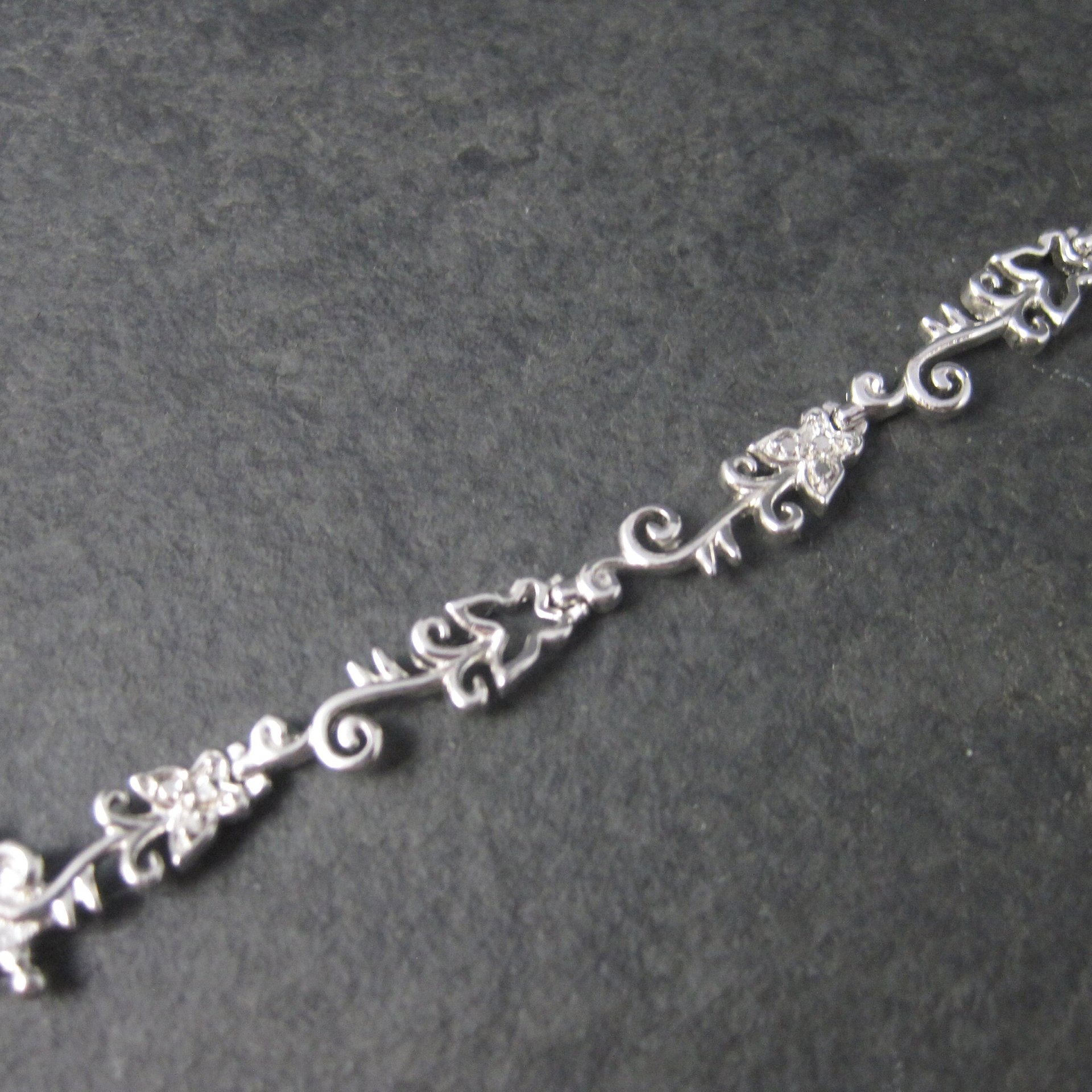Dainty 90s Sterling Diamond Illusion Butterfly Bracelet