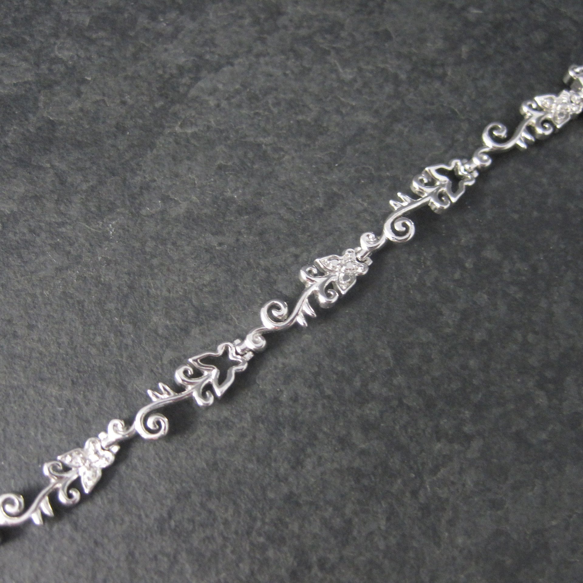 Dainty 90s Sterling Diamond Illusion Butterfly Bracelet