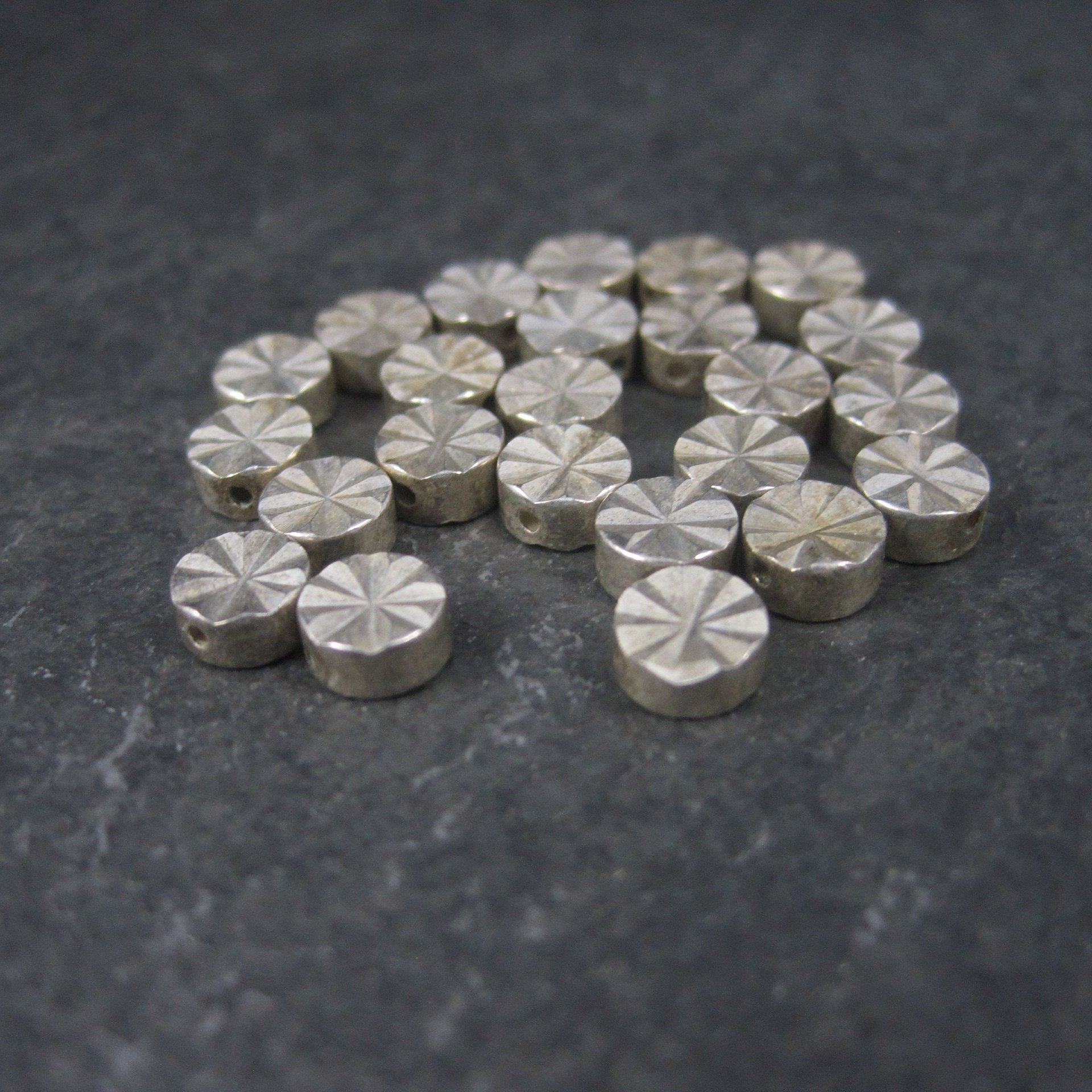 Destash Lot of 6mm Silver Plated Diamond Cut Disk Beads