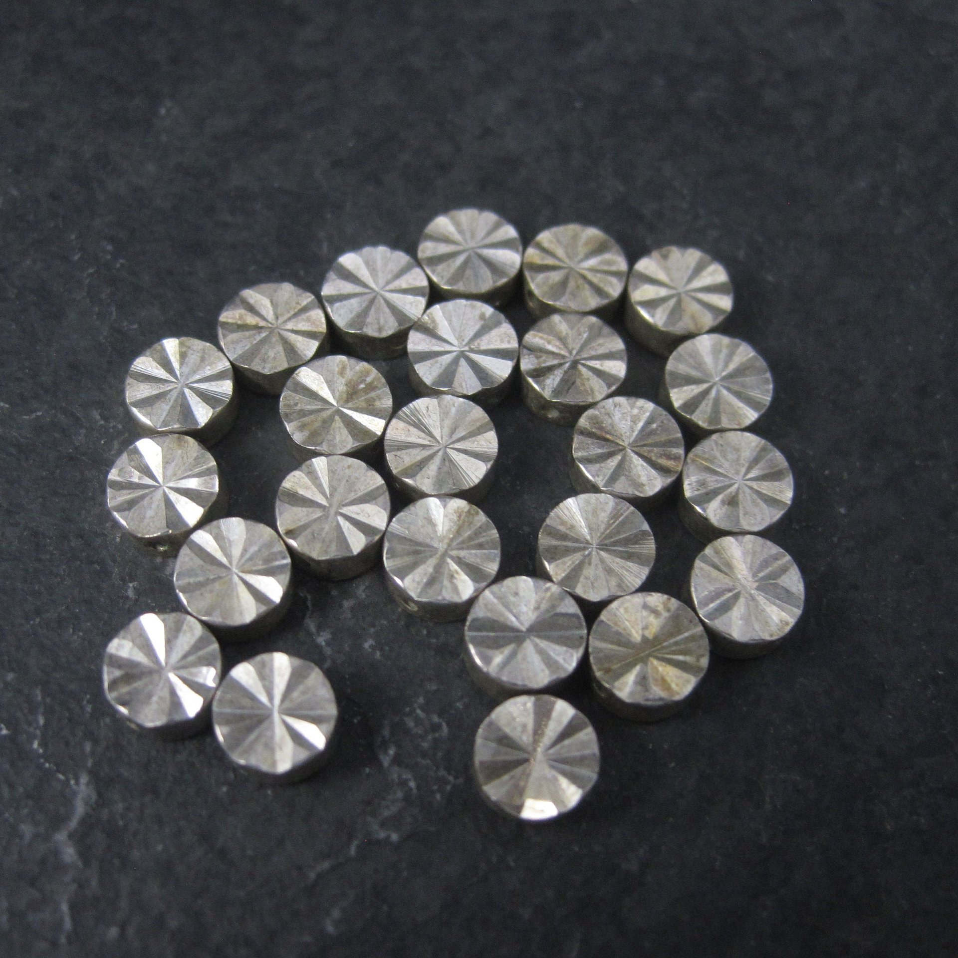 Destash Lot of 6mm Silver Plated Diamond Cut Disk Beads