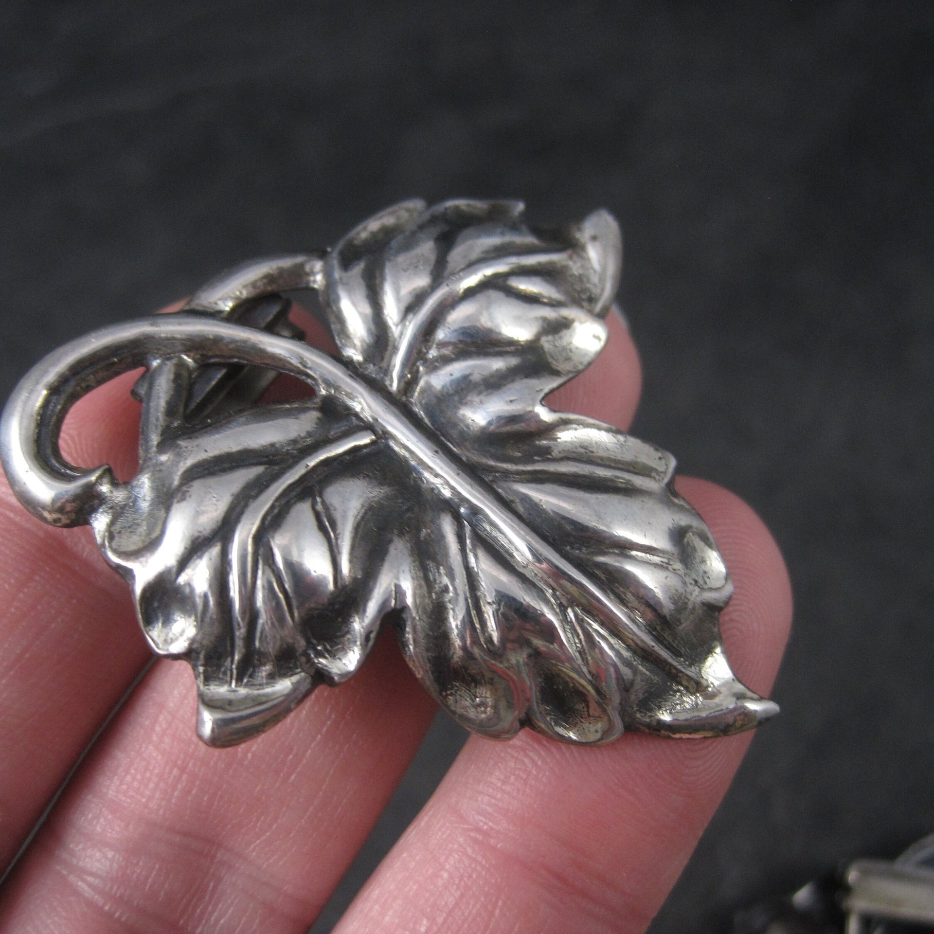 Vintage Sterling Leaf Fur Clips by Danecraft