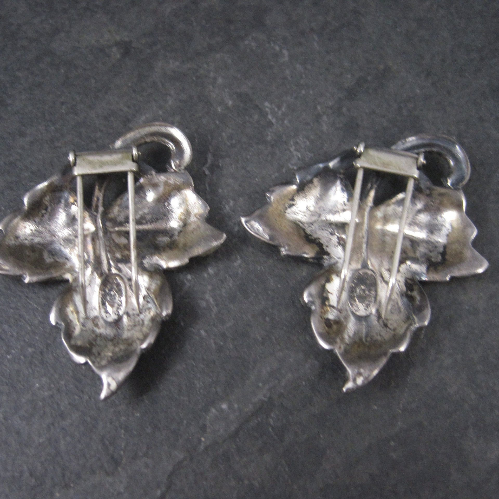 Vintage Sterling Leaf Fur Clips by Danecraft