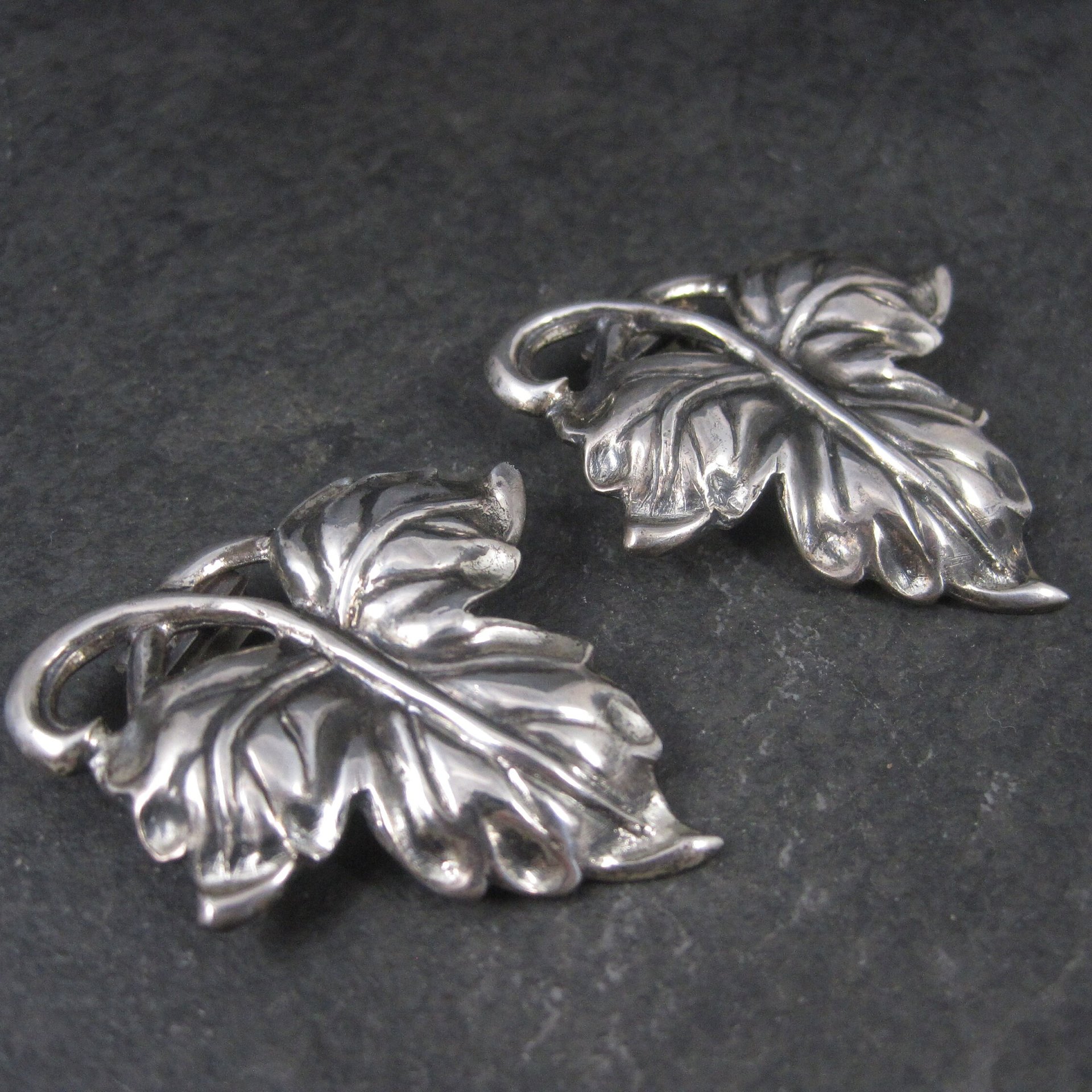 Vintage Sterling Leaf Fur Clips by Danecraft