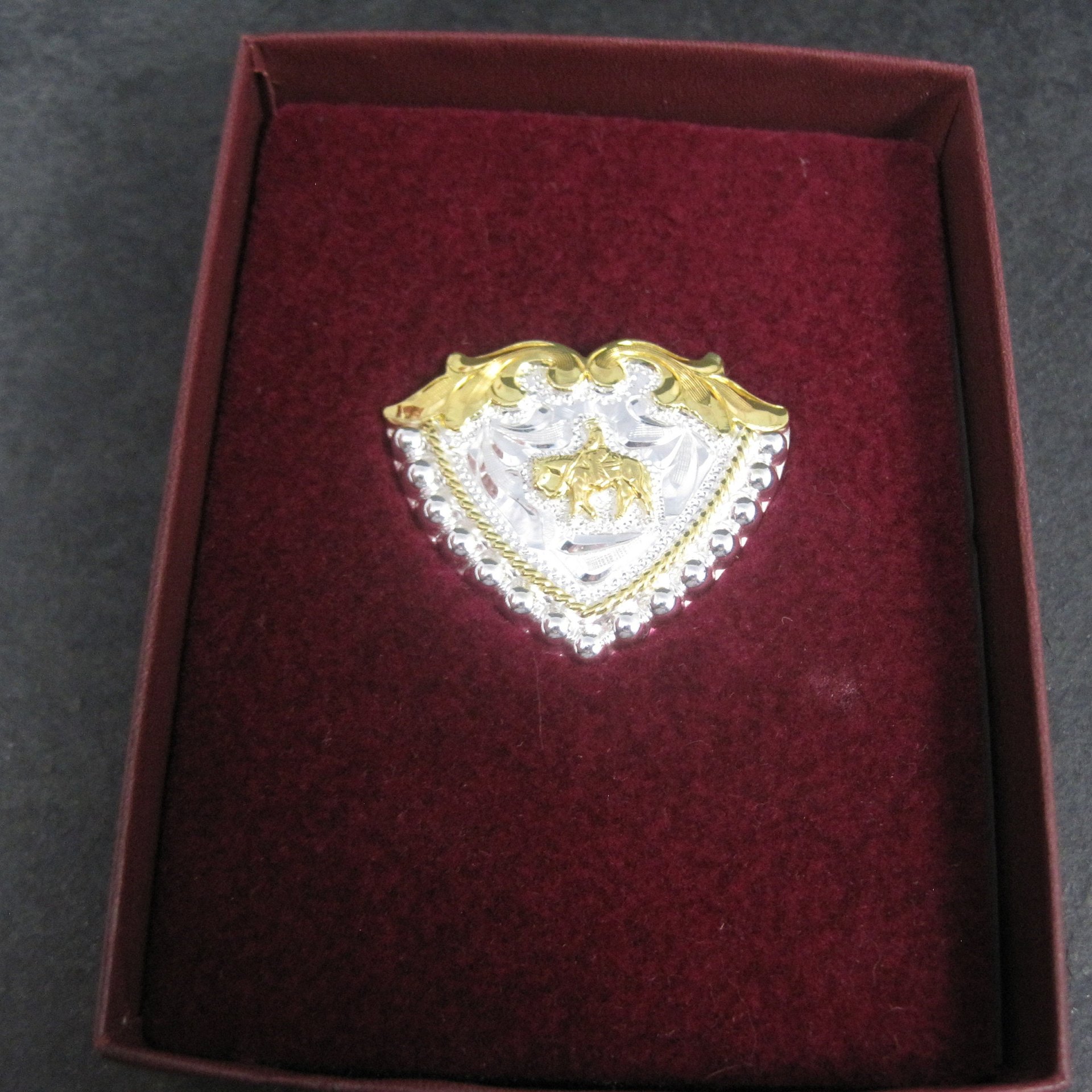 Vintage Circle Y Silver Western Horse Bandana Hair Tie Clip