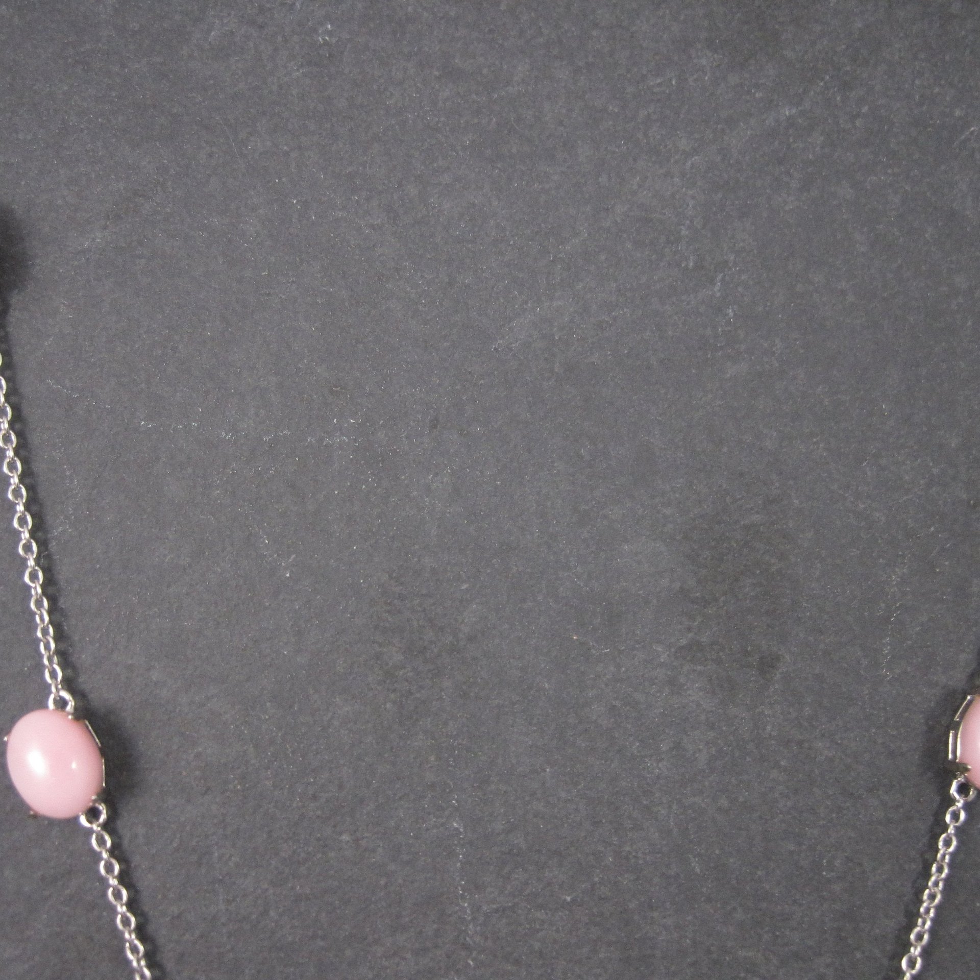 Vintage Sterling Pink Opal White Topaz Halo Necklace 24 Inches
