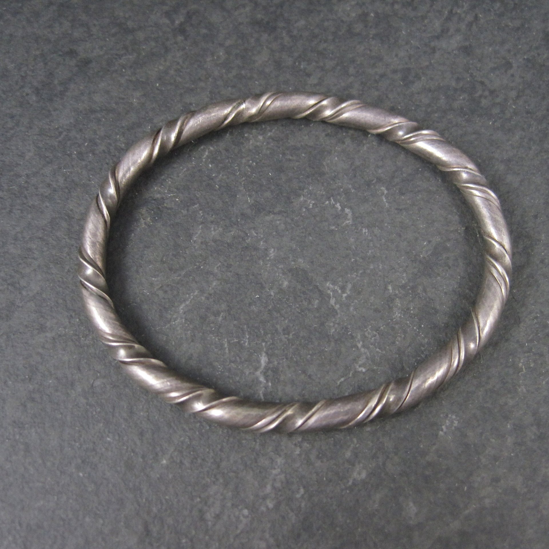 Vintage Sterling Twisted Bangle Bracelet 6.5 Inches