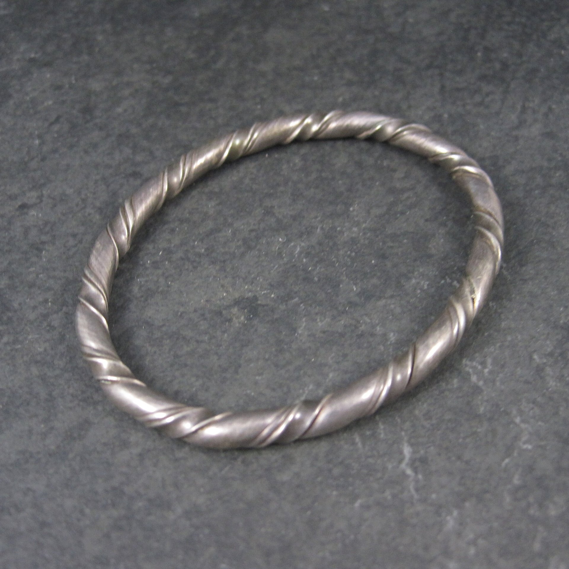 Vintage Sterling Twisted Bangle Bracelet 6.5 Inches