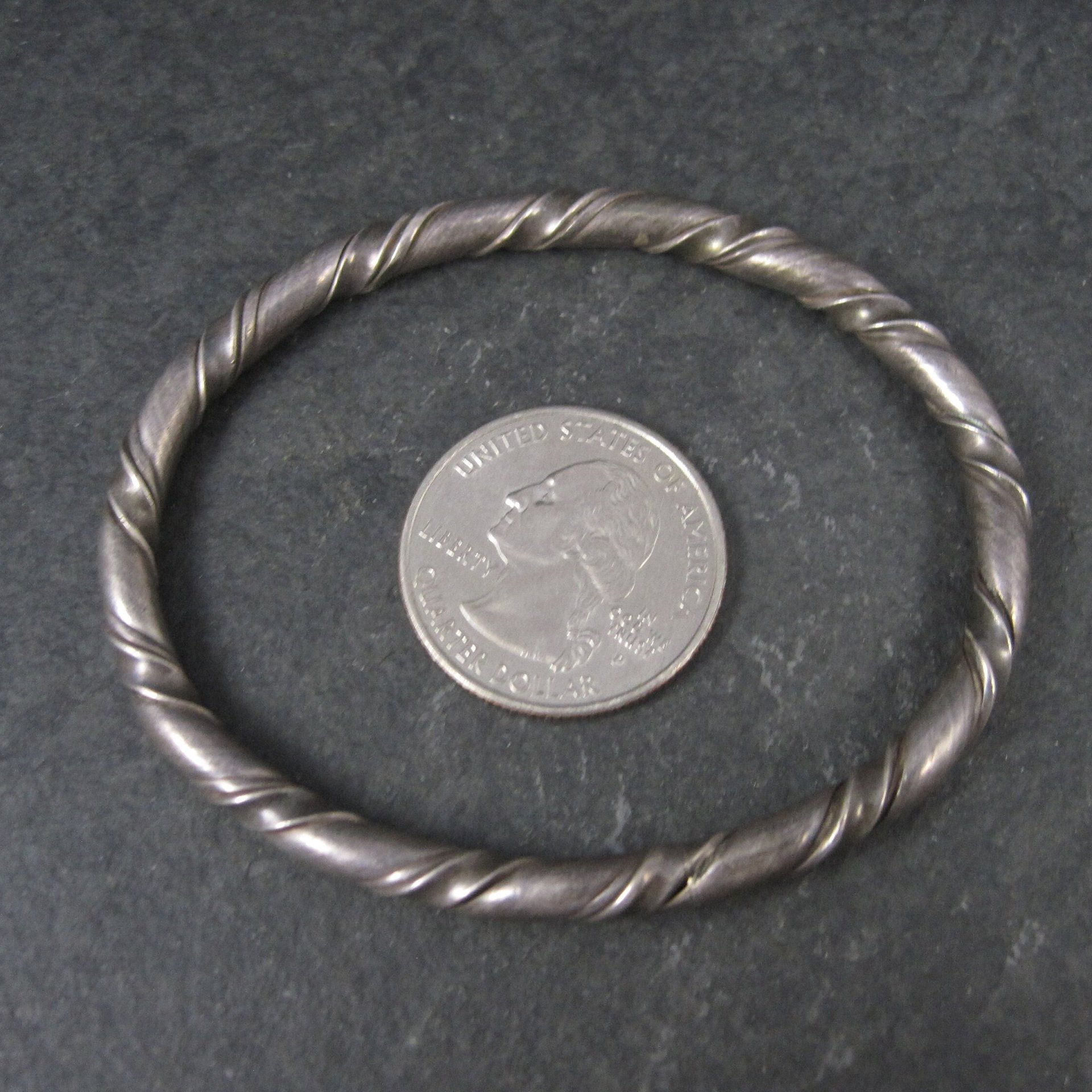 Vintage Sterling Twisted Bangle Bracelet 6.5 Inches
