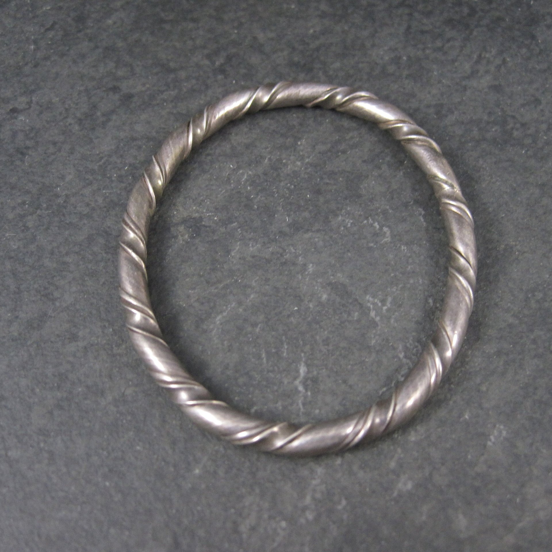 Vintage Sterling Twisted Bangle Bracelet 6.5 Inches