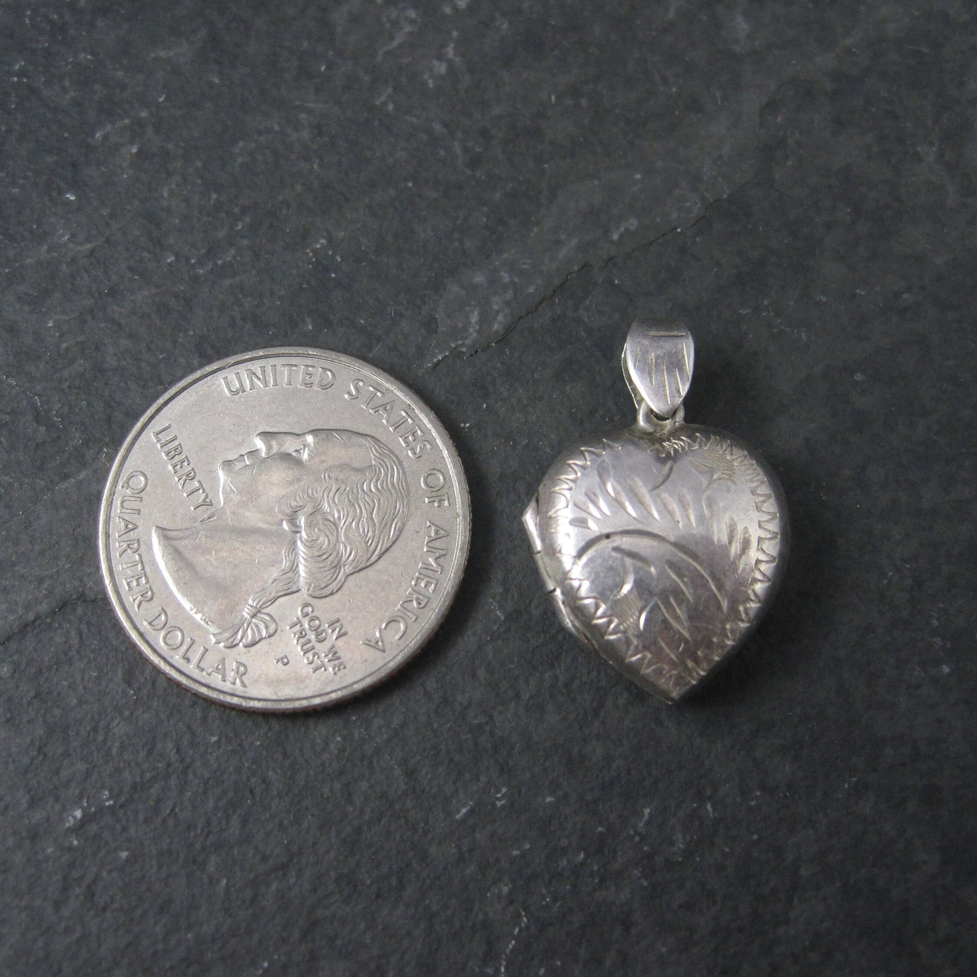 Vintage Sterling Puffy Heart Locket Pendant