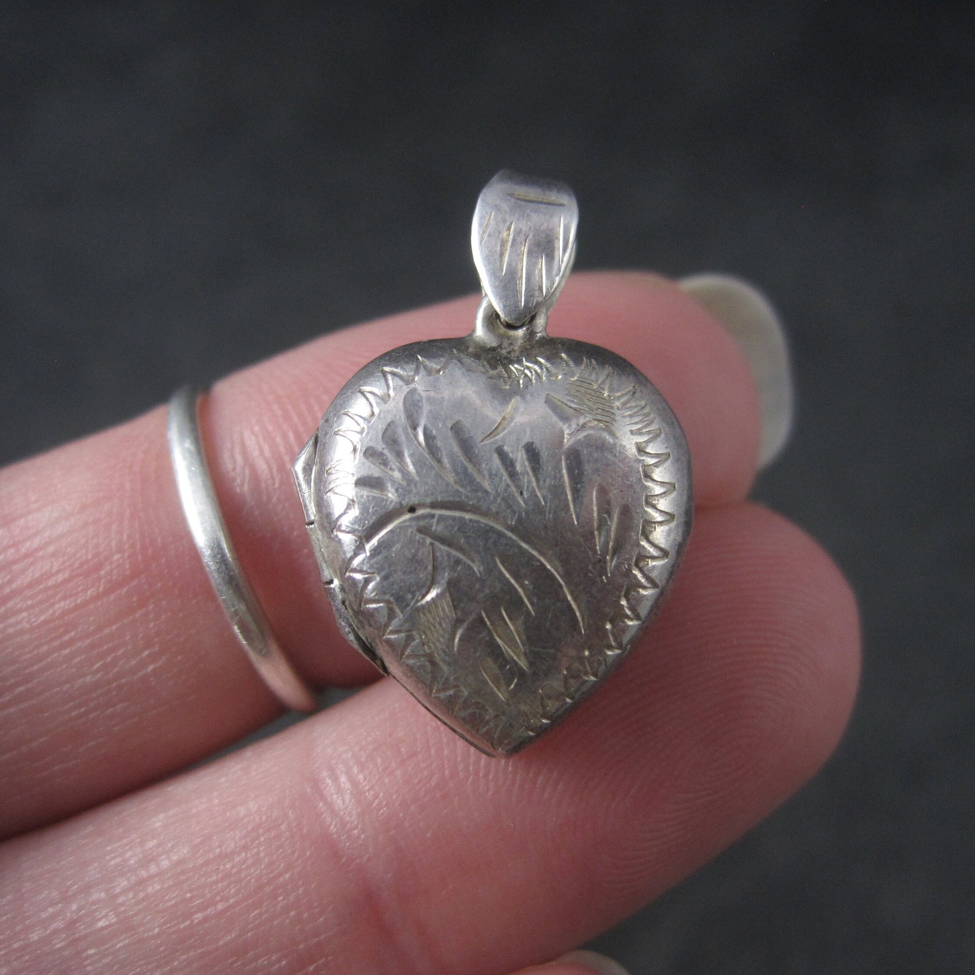 Vintage Sterling Puffy Heart Locket Pendant