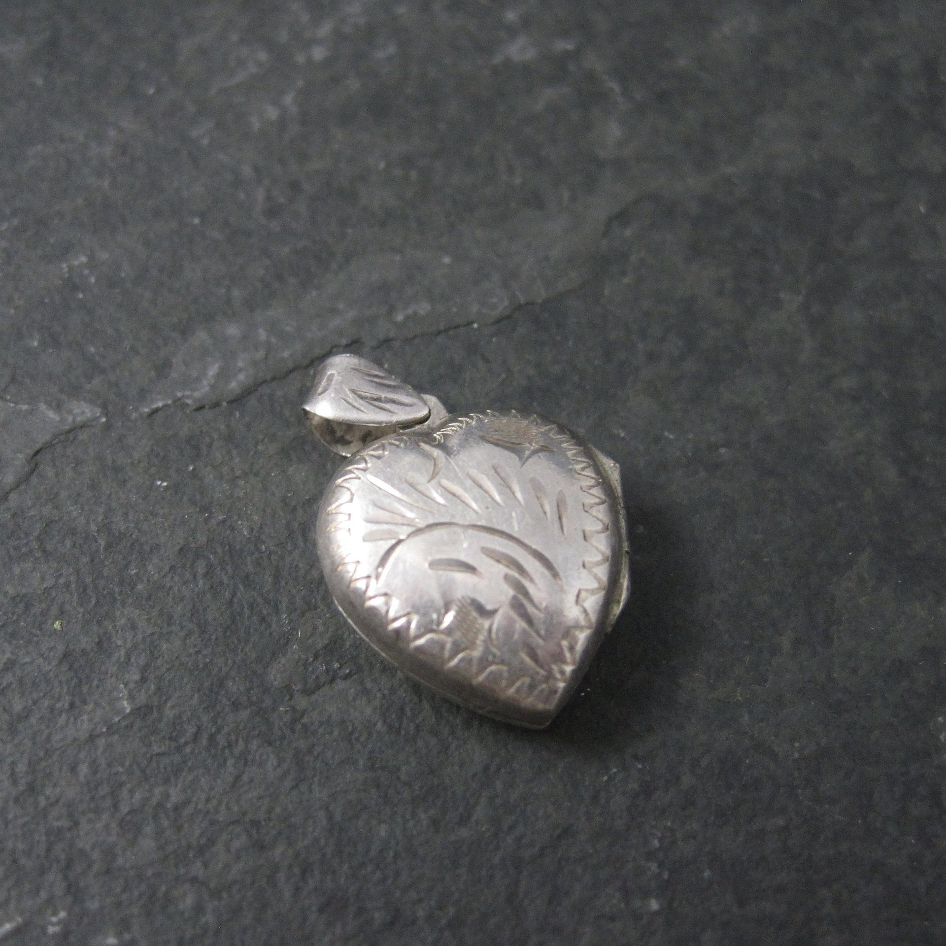 Vintage Sterling Puffy Heart Locket Pendant