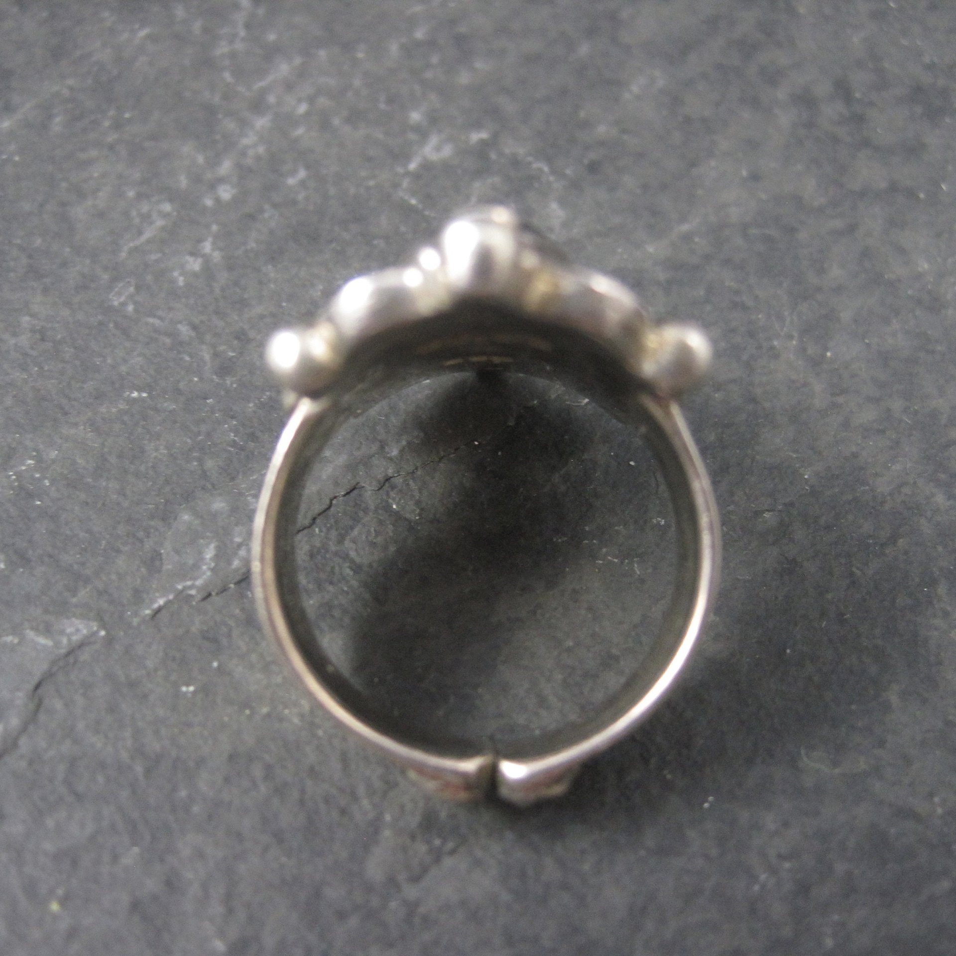 Vintage Sajen Black Mother of Pearl Ruby Ring Size 8