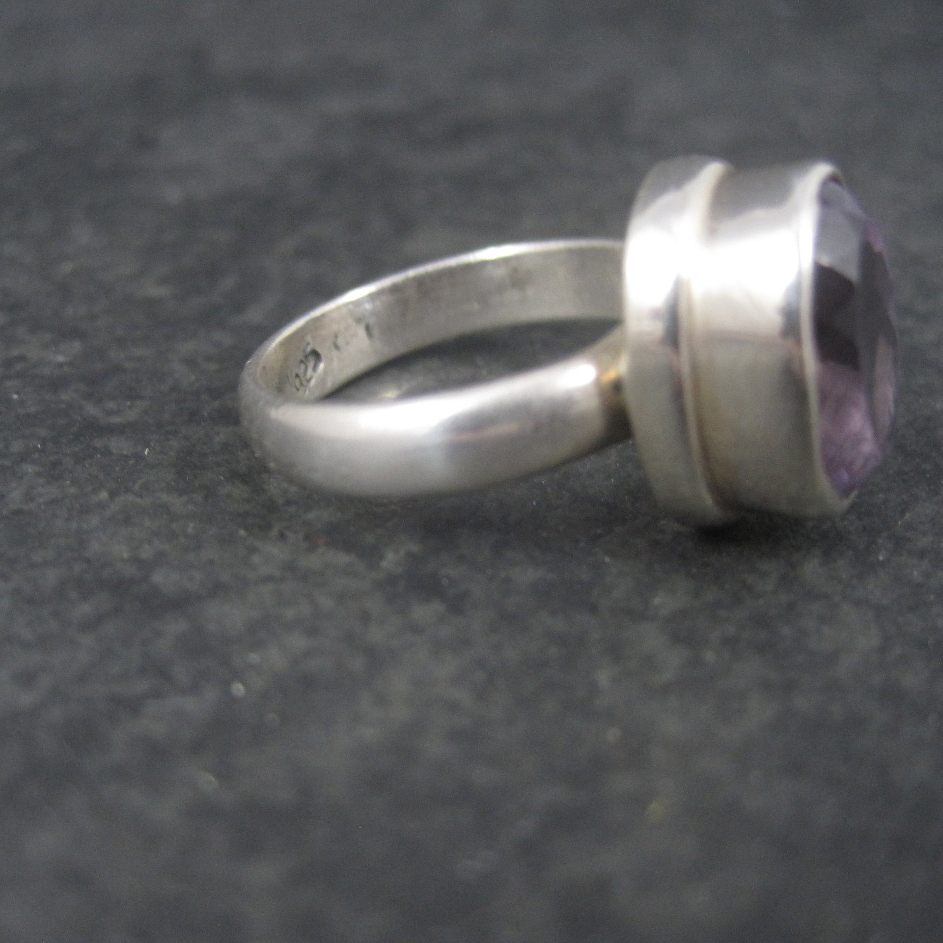 Estate Sterling Amethyst Ring Size 7.75