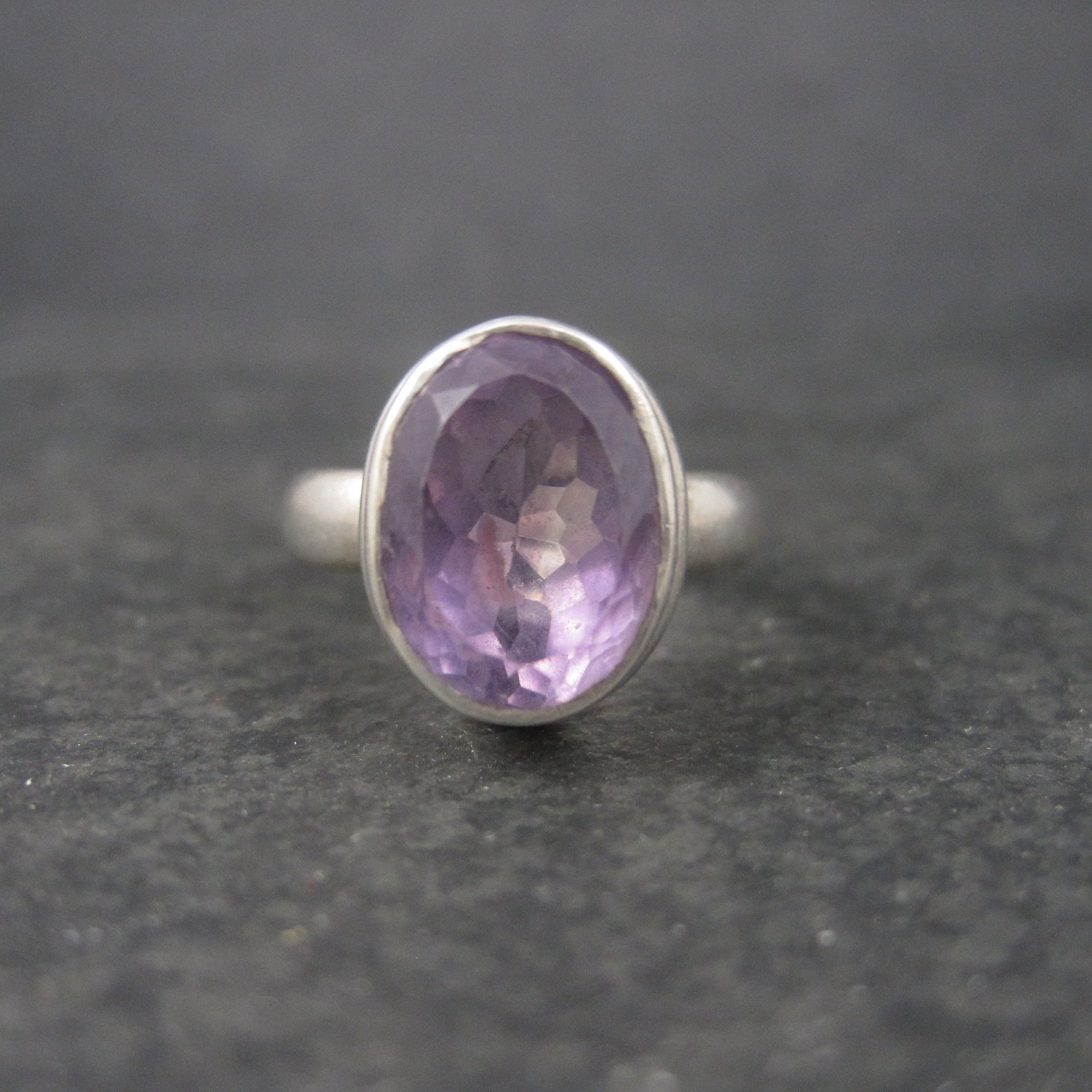 Estate Sterling Amethyst Ring Size 7.75