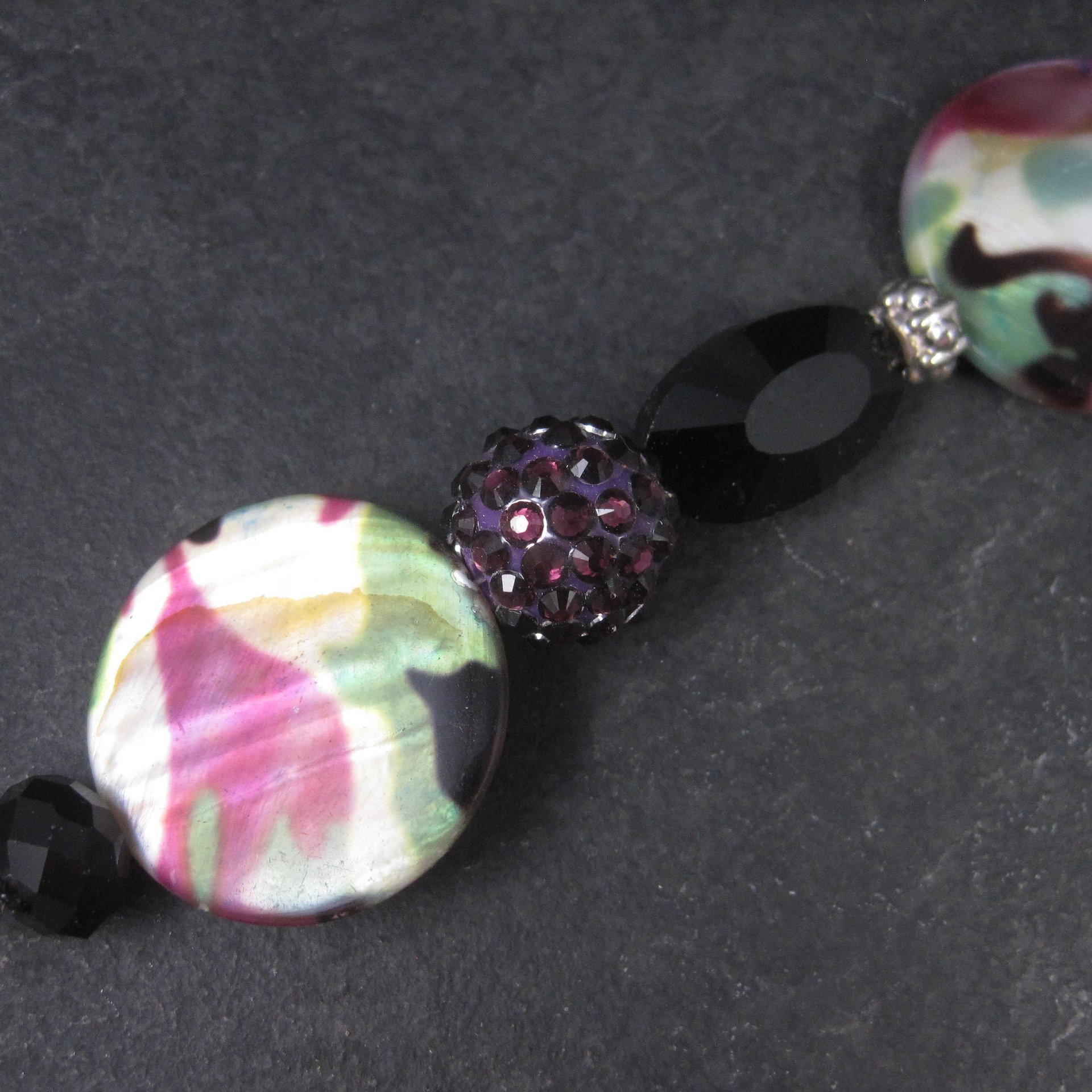 Purple and Black Bead Strand